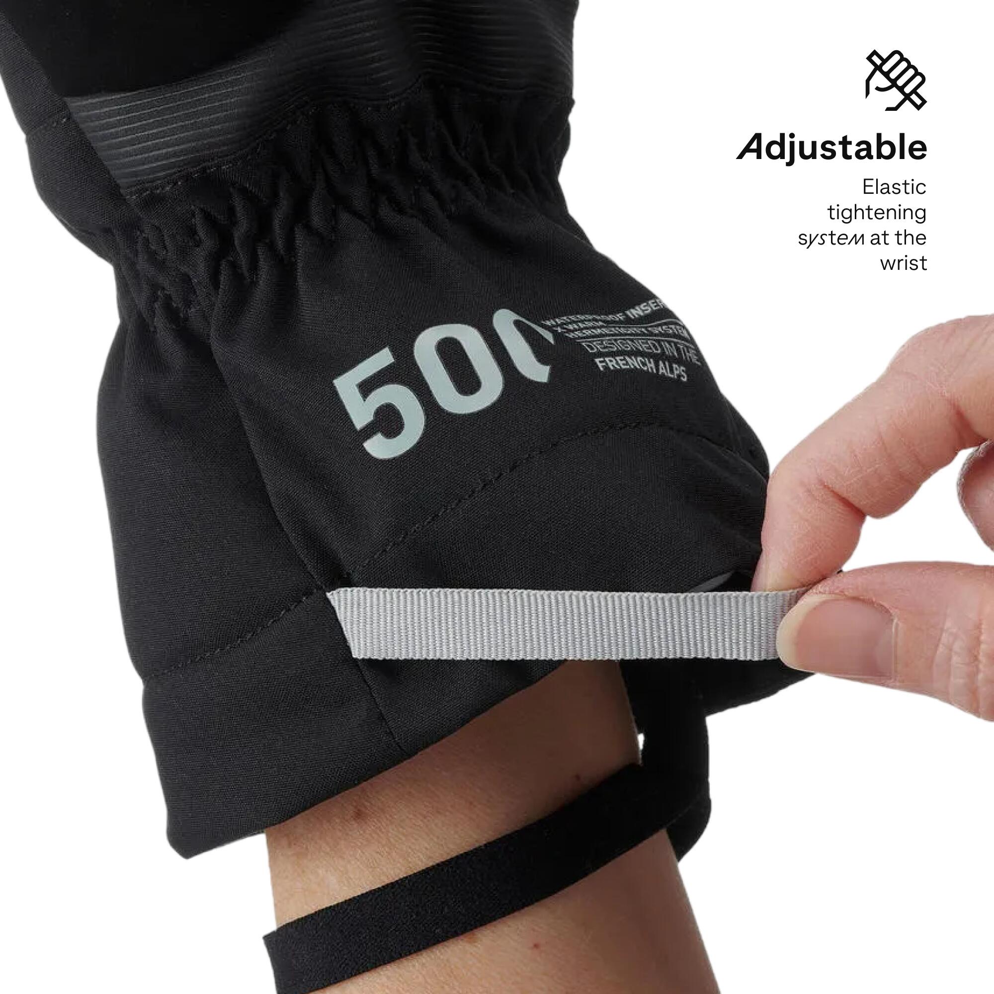 Winter Waterproof Gloves for Skiing 500 - BLACK