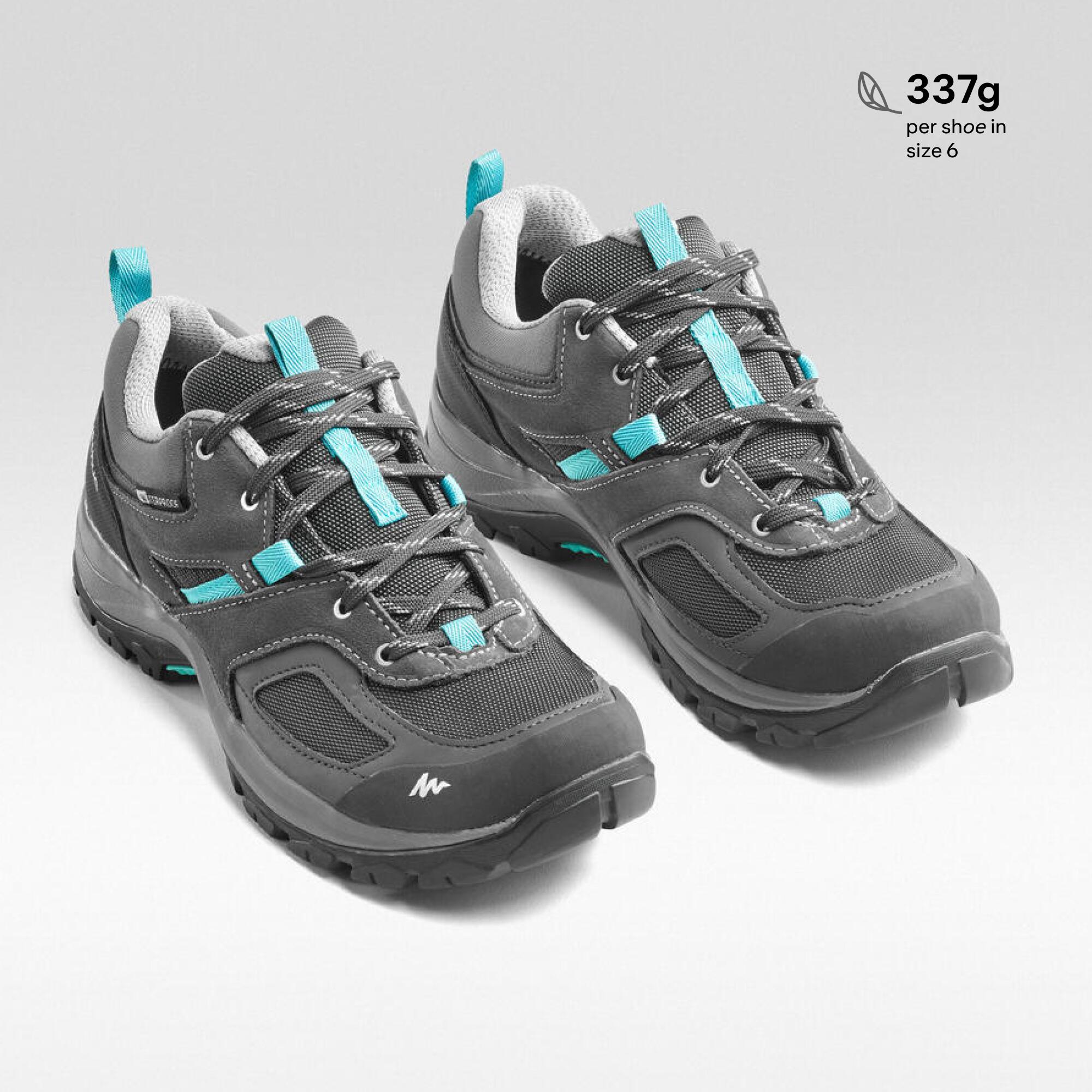 Women Low Ankle Waterproof Hiking Shoes with Non-Slip Outsole Grey - MH100