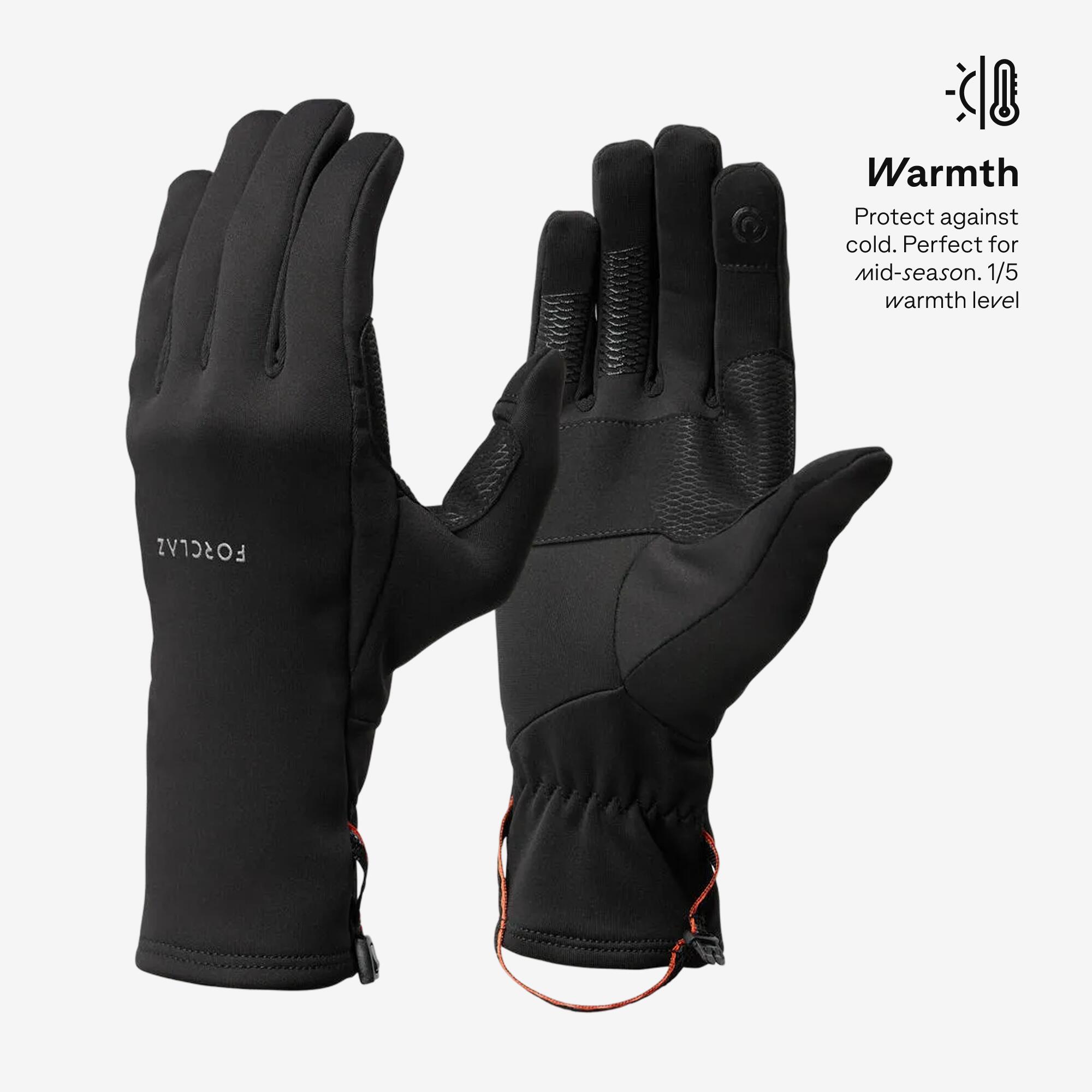 Winter Gloves for Trekking - Stretchable Trek500 Black