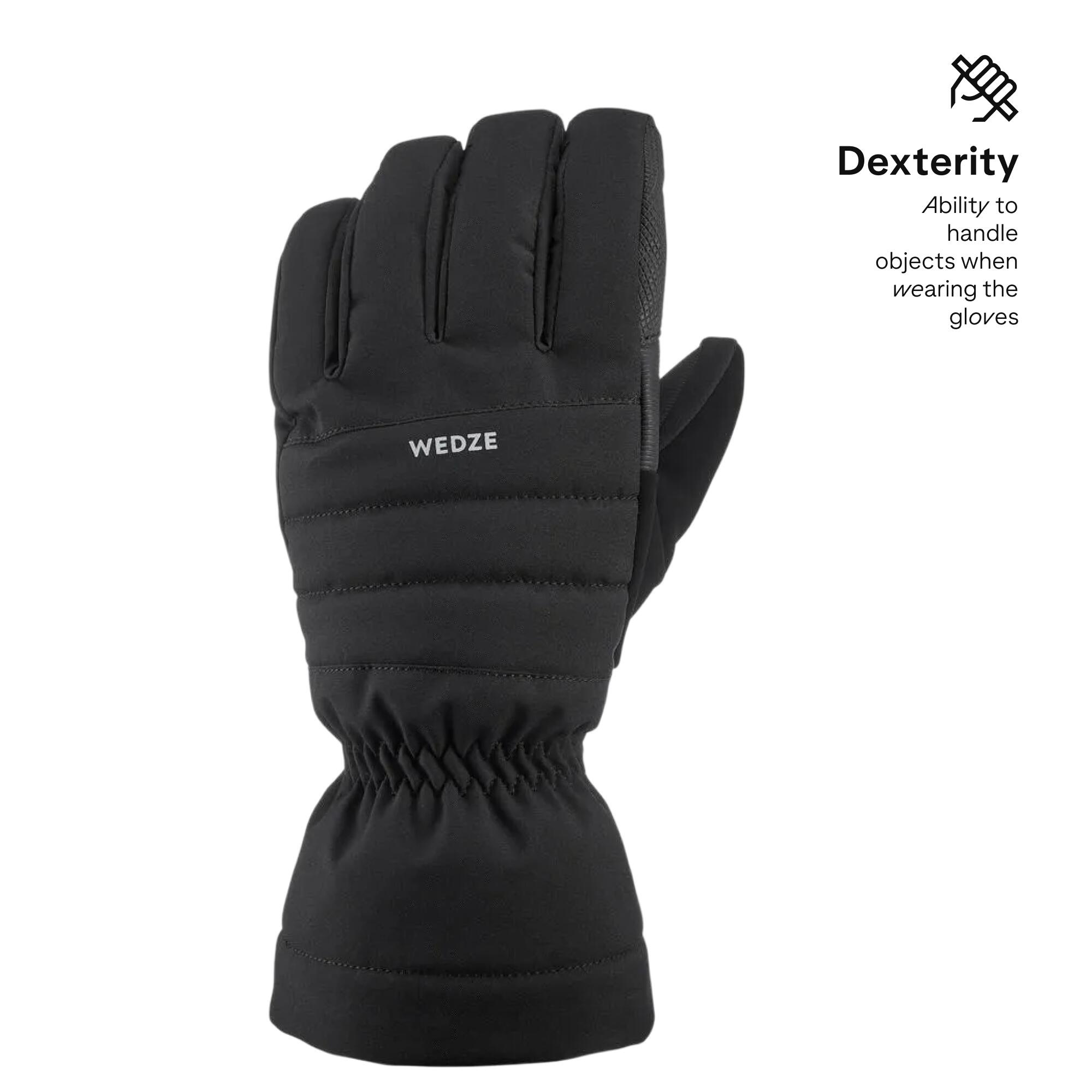 Winter Waterproof Gloves for Skiing 500 - BLACK