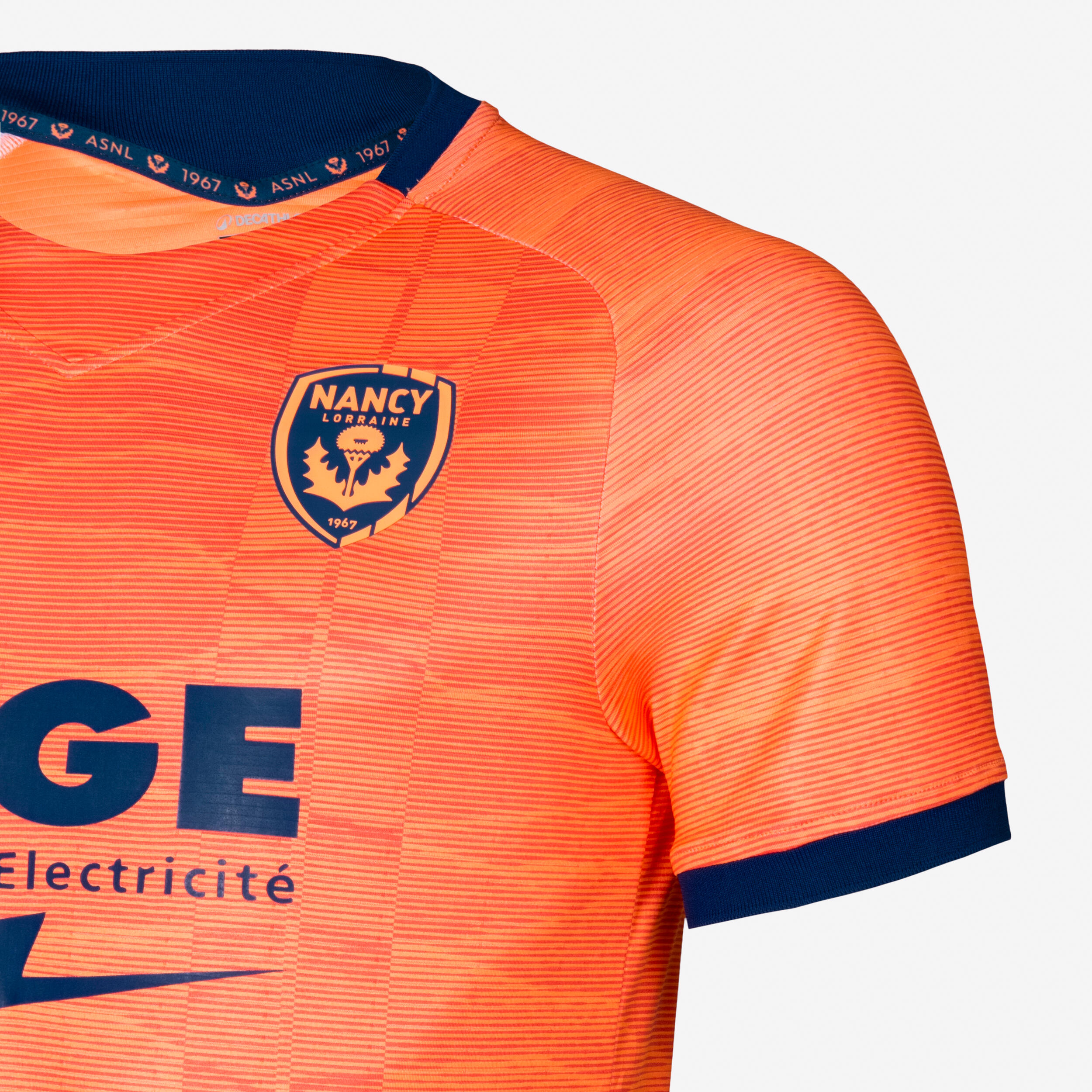 3EME MAILLOT AS NANCY LORRAINE ORANGE ET MARINE SAISON 25/26 3/5