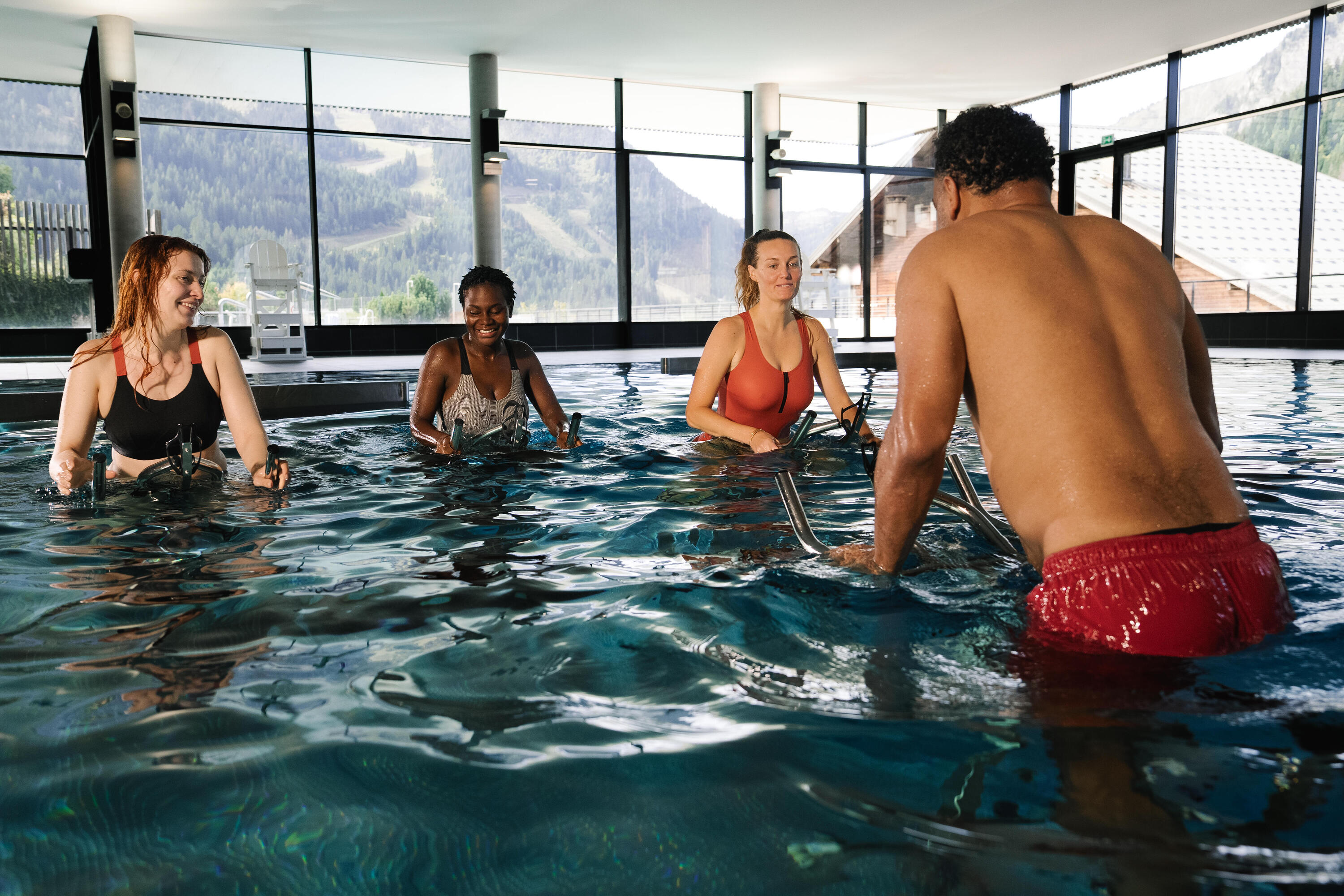 Damen-Bikini-Oberteil für Aquagymnastik Aquabike, Elea Schwarz/Terrakotta 11/11
