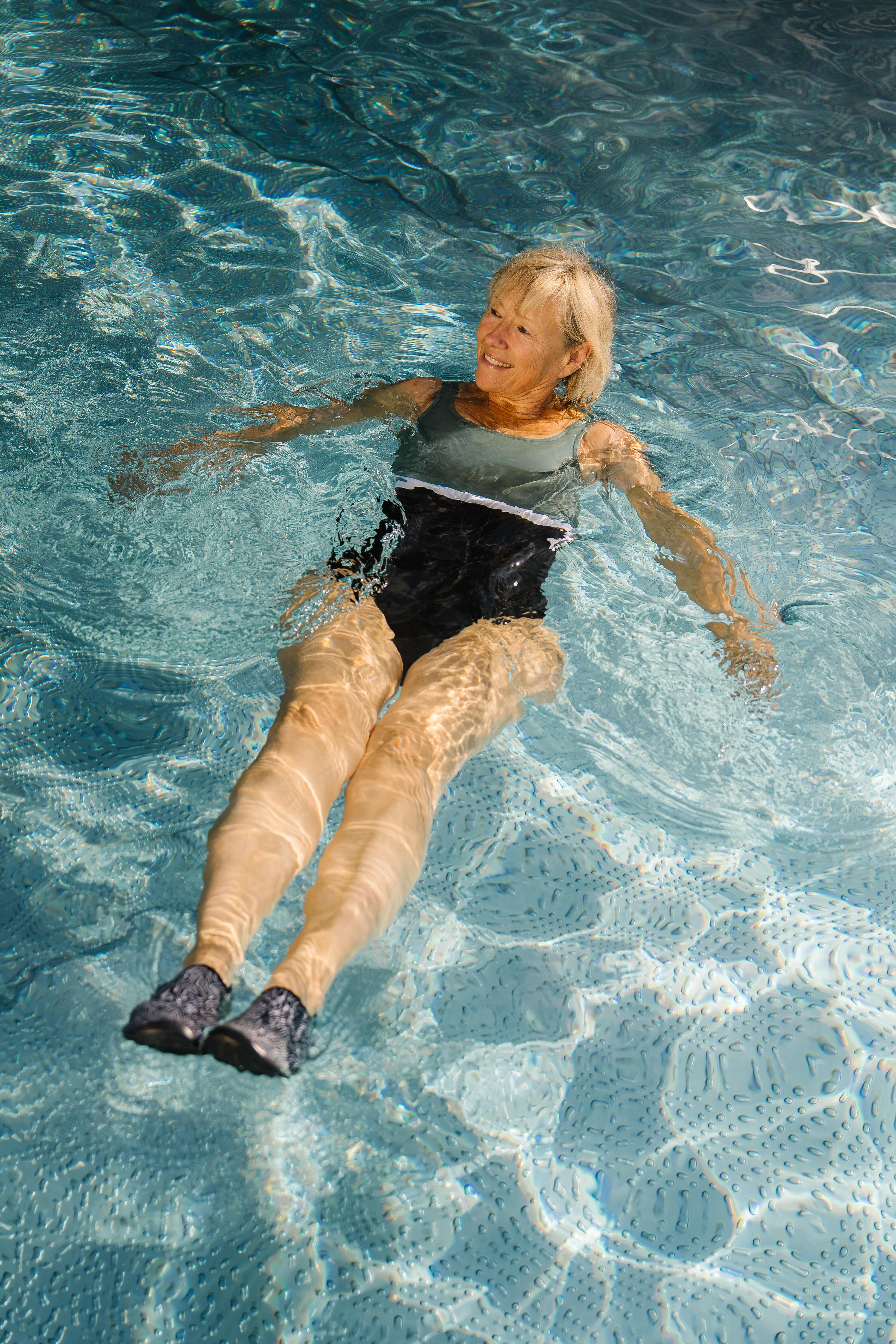 Maillot de bain 1 pièce natation femme, Heva li noir kaki 9/12