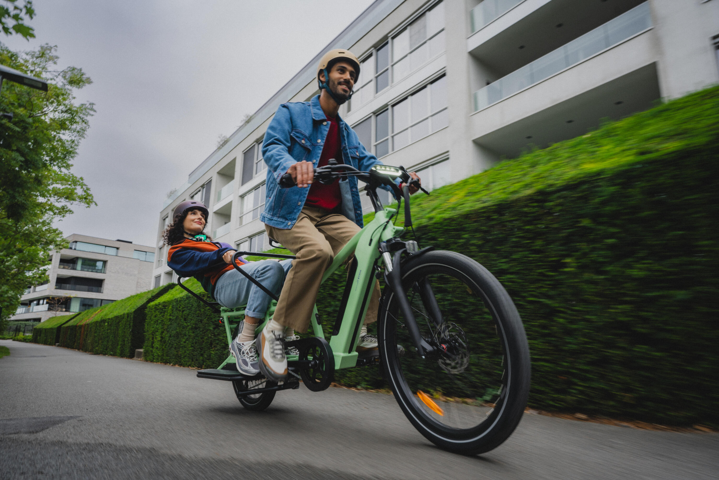 Bicicleta de Carga Elétrica Longtail E-THREE 500 Verde Pastel 3/19