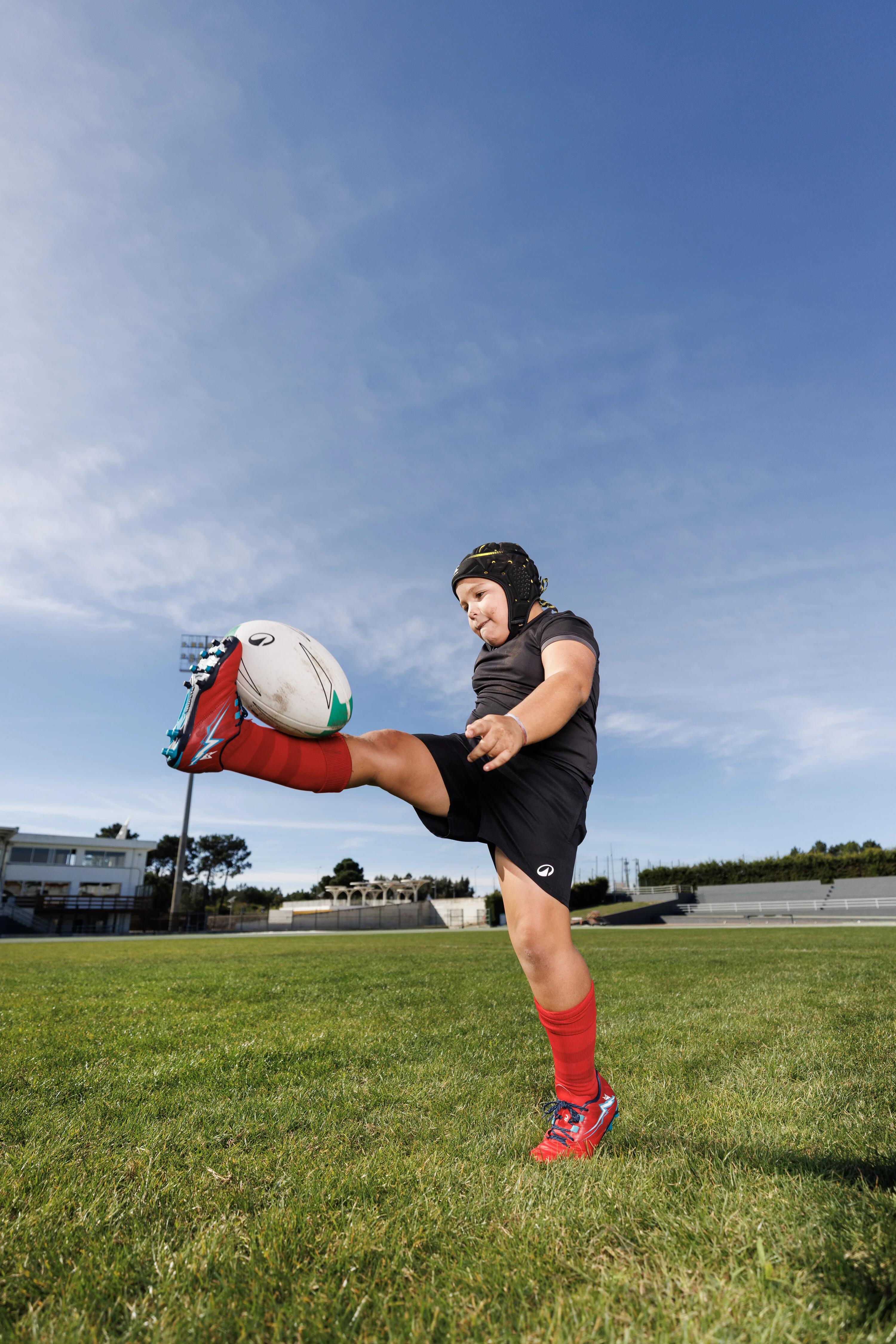 Chaussettes de rugby enfant, R500 rouge 3/6