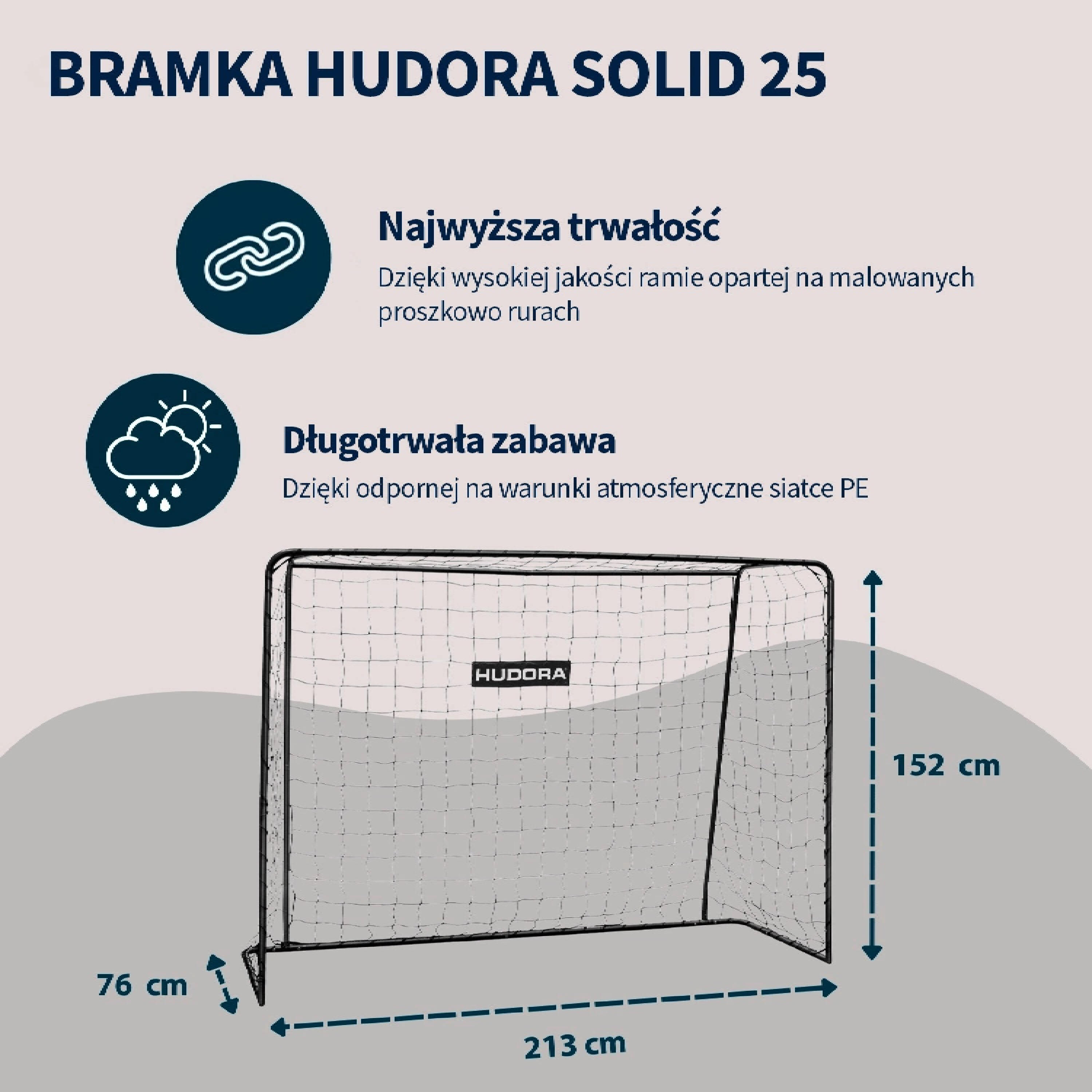 BRAMKA DO PIŁKI NOŻNEJ HUDORA SOLID 25 213x152 CM