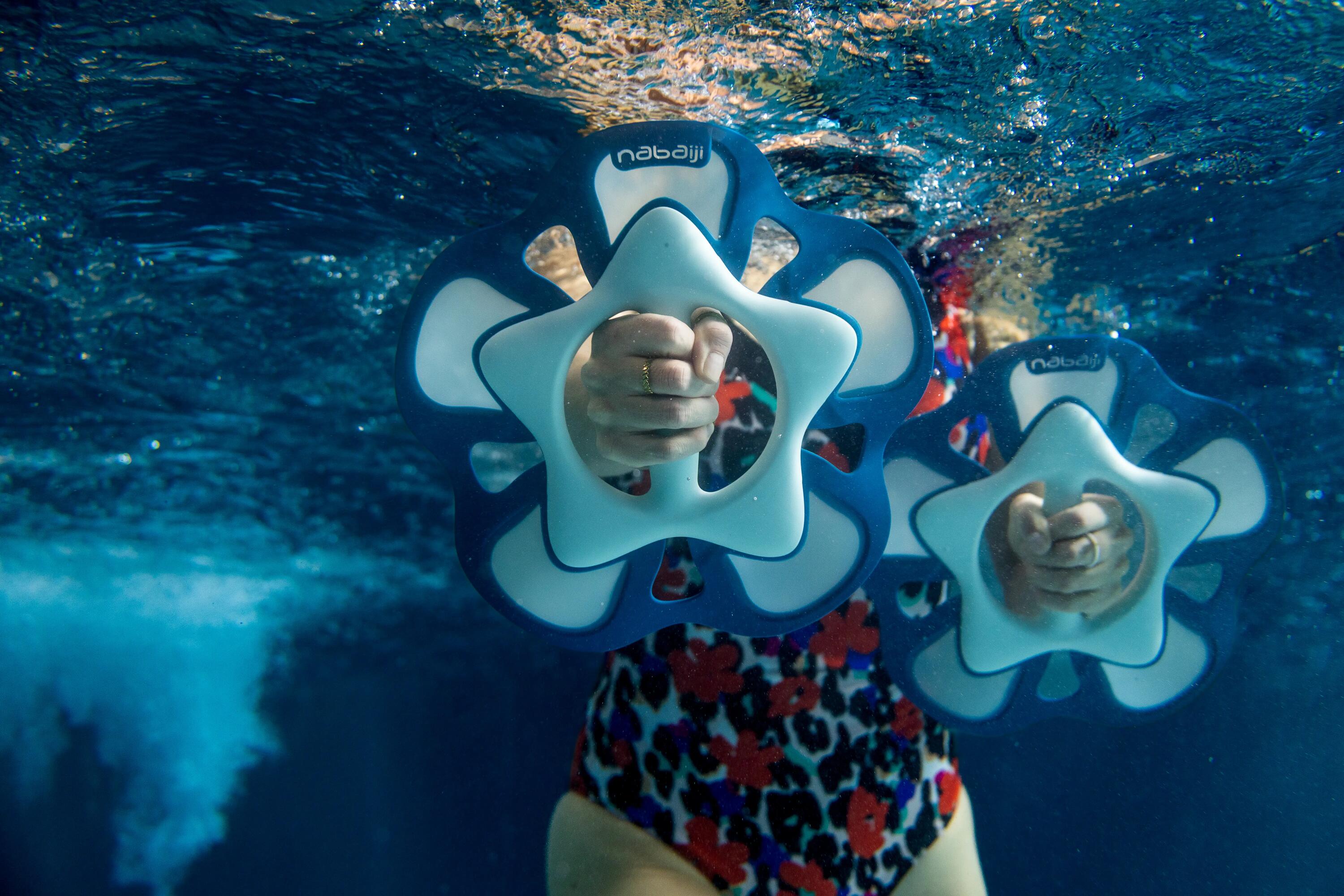 Paire d'haltères aquatiques pour l'aquagym, Pullpush Flower S bleu 5/7