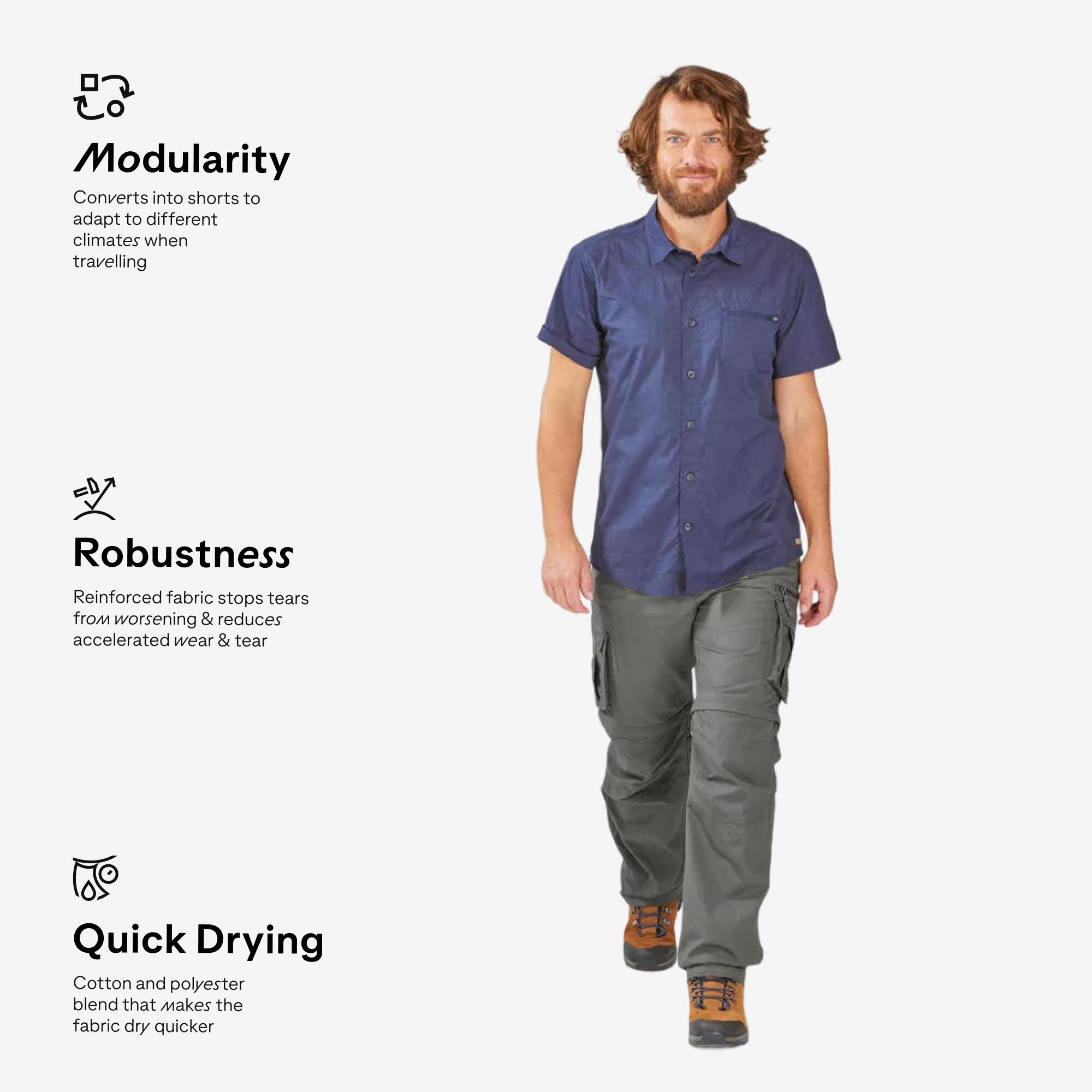 Men Zip-Off Convertible Cargo Pant Khaki - Travel 100