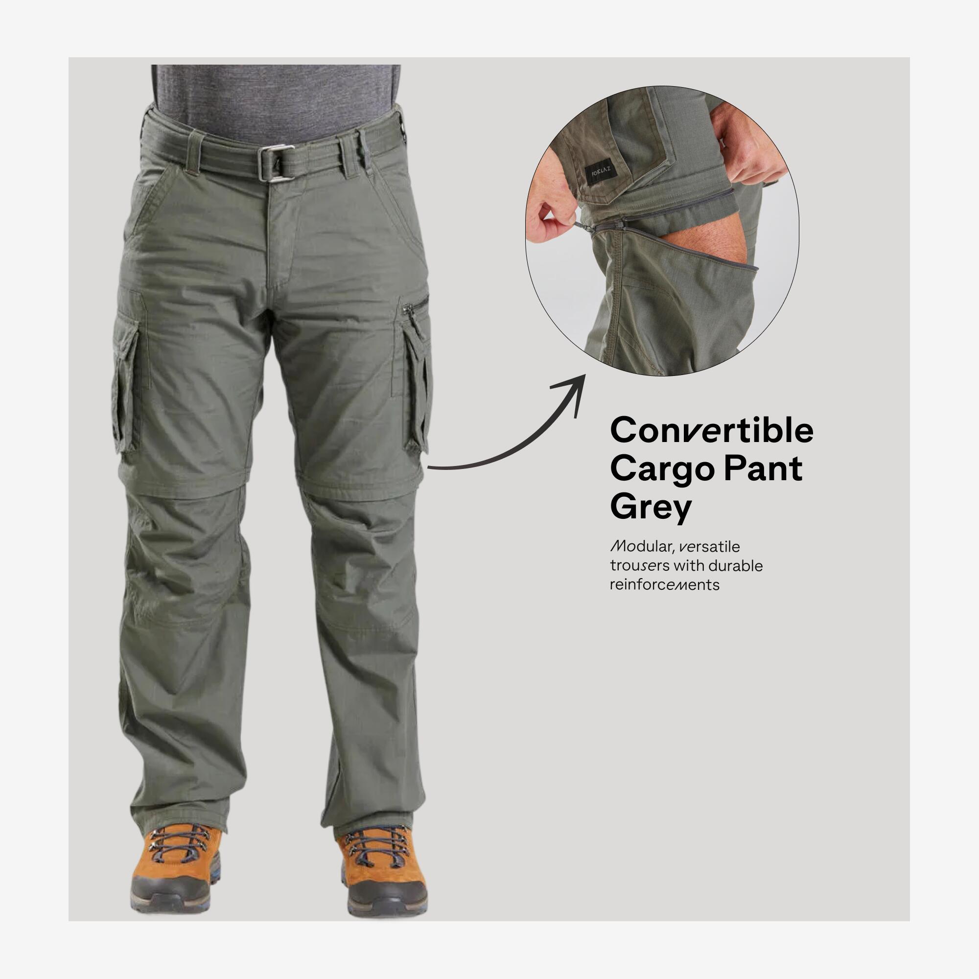 Men Zip-Off Convertible Cargo Pant Khaki - Travel 100