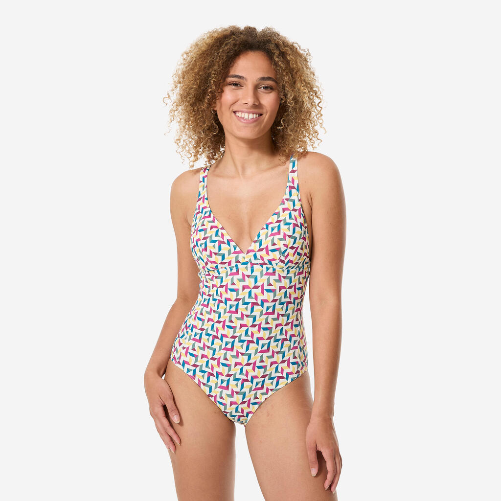 Women’s surfing 1-piece swimsuit, Daria Mosa beige