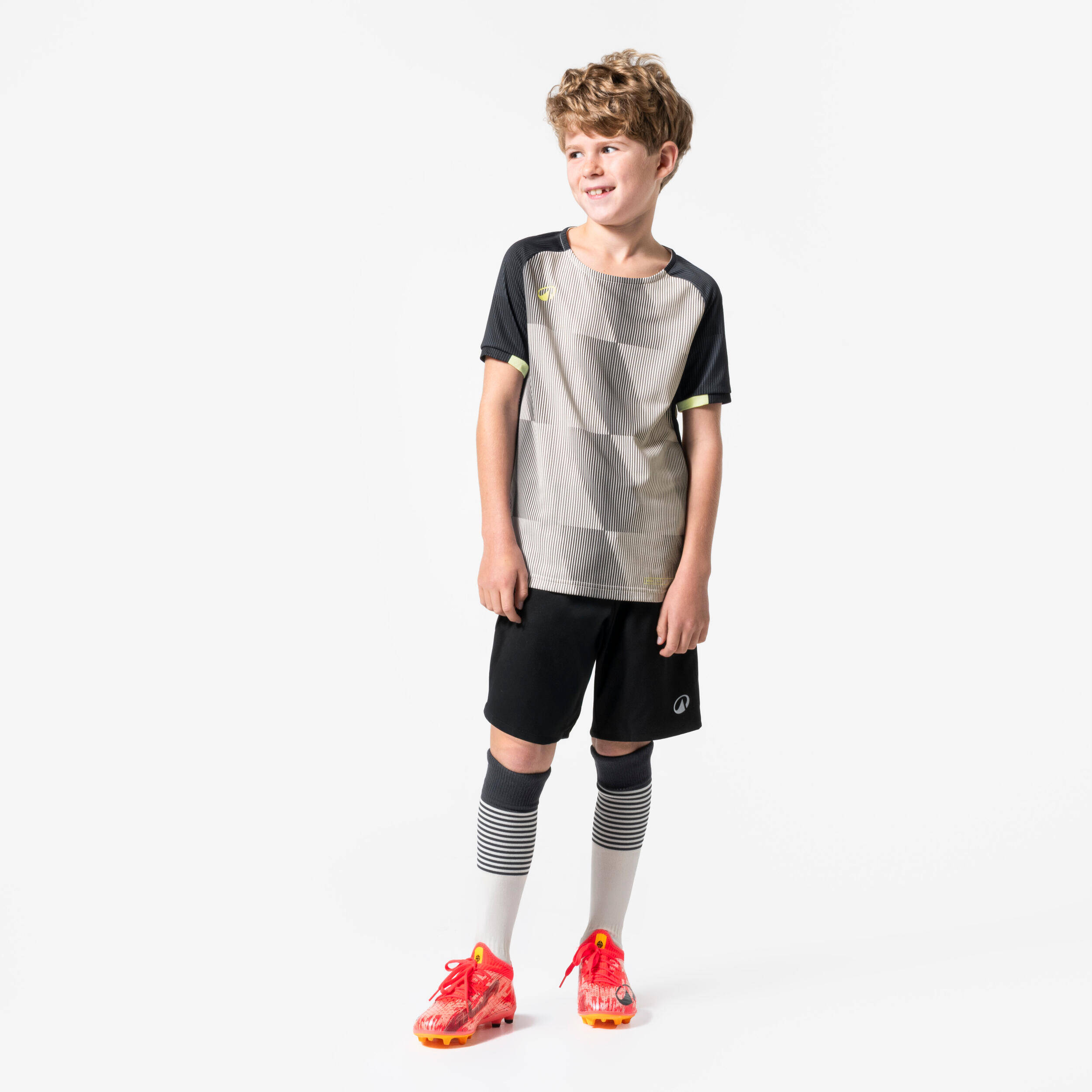 Kids' Short-Sleeved Football Shirt Viralto Jr Dop - Grey/Ivory/Yellow -  2