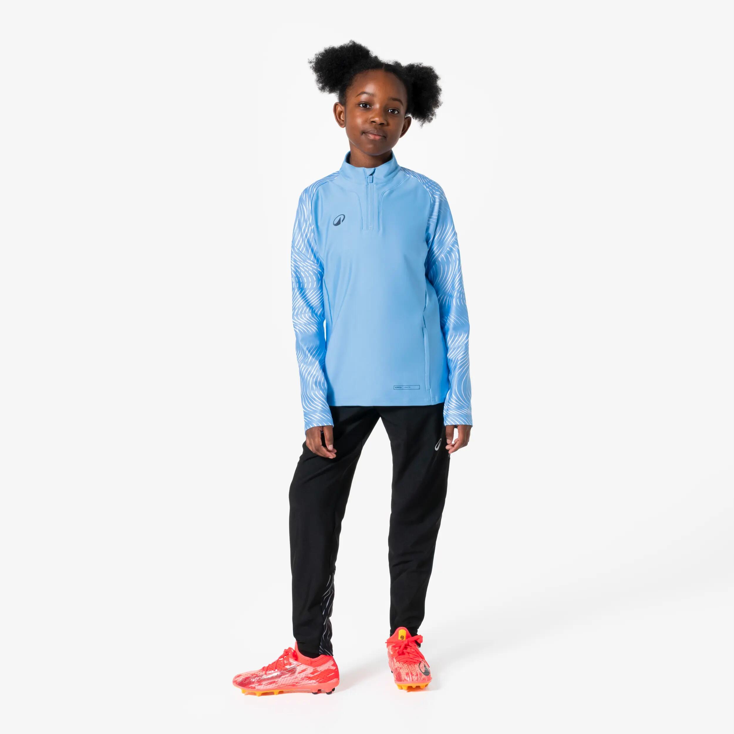 Camisola de Futebol com 1/2 Fecho Criança, Club Wavy Azul-claro/Branco 8/8