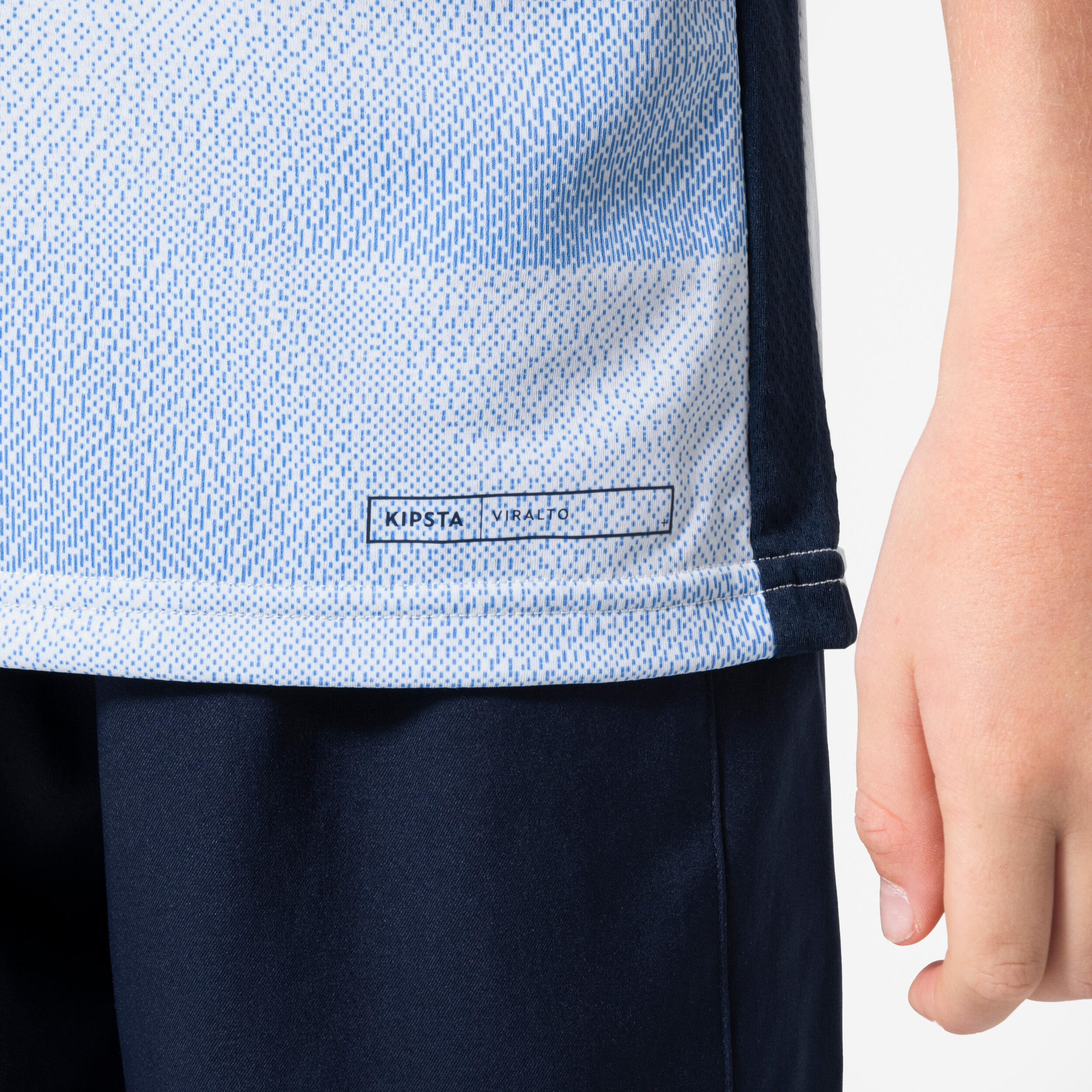 Camisola de Manga Curta de Futebol Criança VIRALTO Block Azul-celeste/Azul 4/9