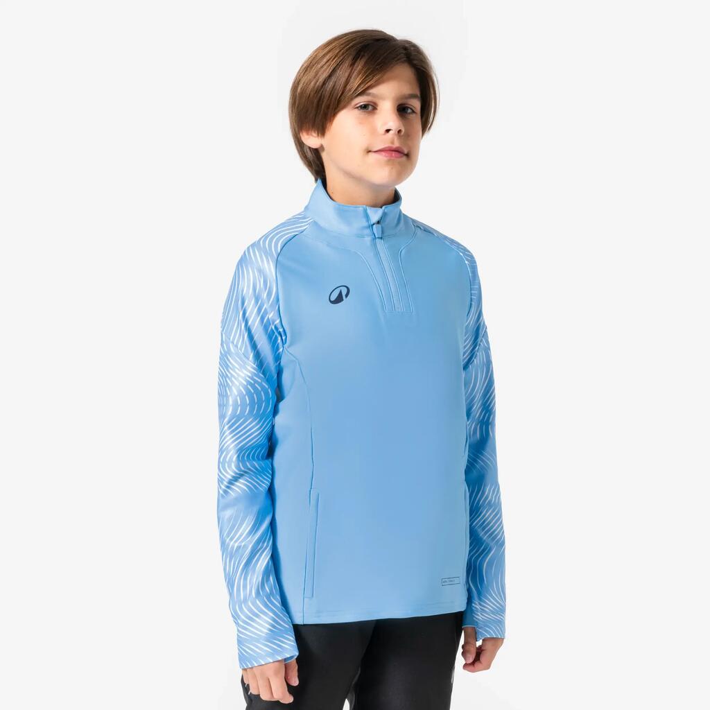 Kids’ 1/2 zip sweatshirt CLUB Wavy light blue and white