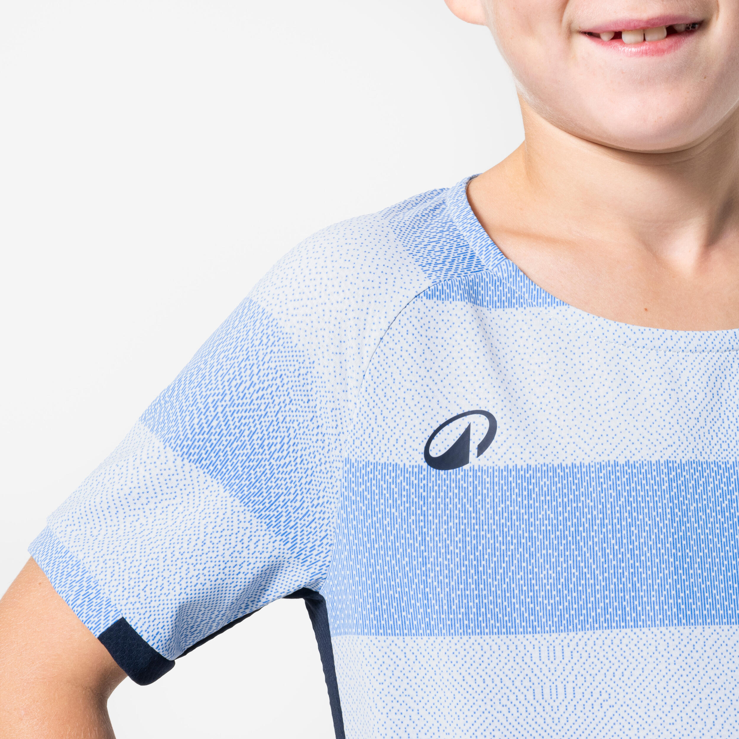 Camisola de Manga Curta de Futebol Criança VIRALTO Block Azul-celeste/Azul 3/9