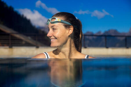 Окуляри для плавання Soft з прозорими лінзами зелені/помарачневі