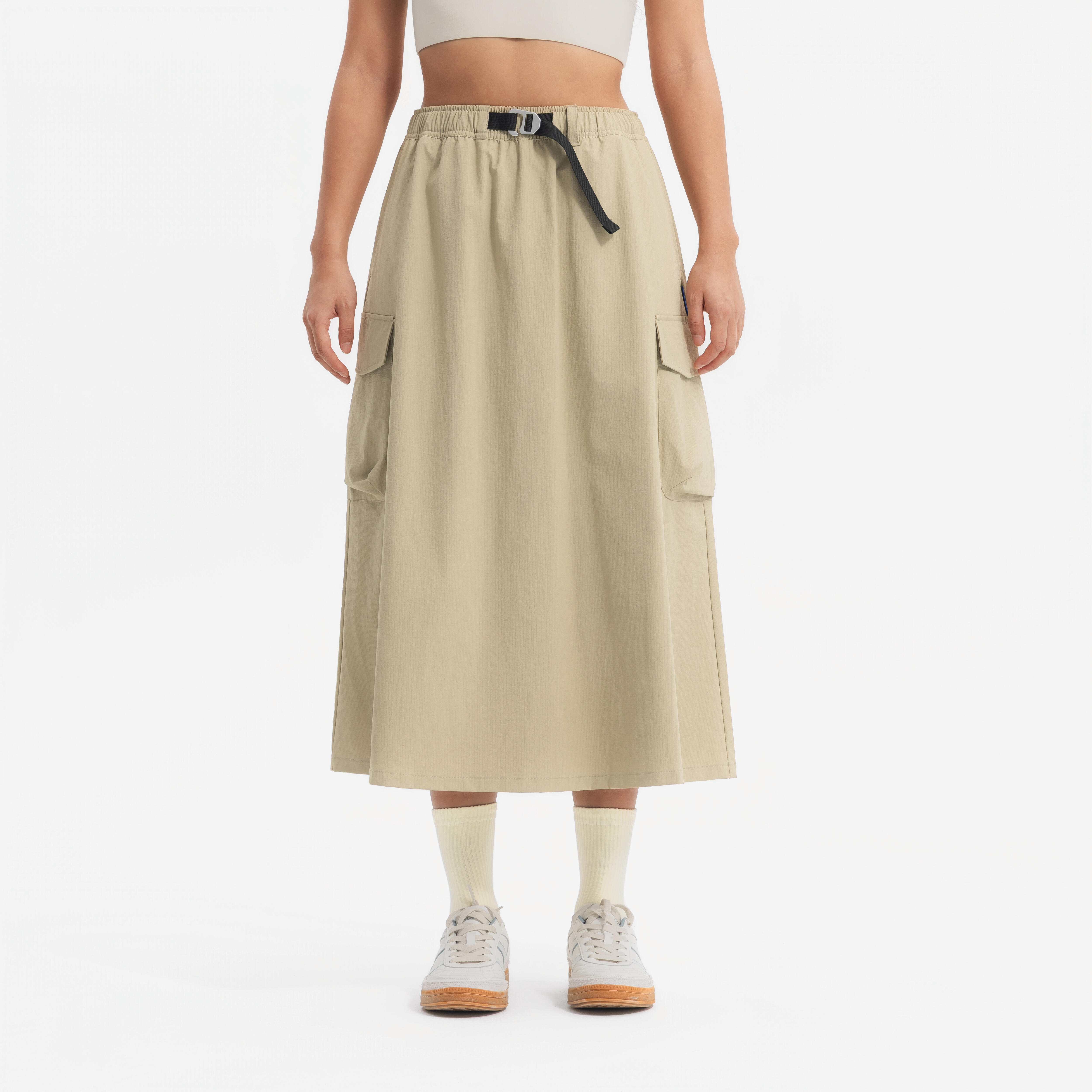 【超美品】8ヤーズ♪ Cargo Skirtポケット付き M ベージュ sportswear-cargo-woven-skirt-