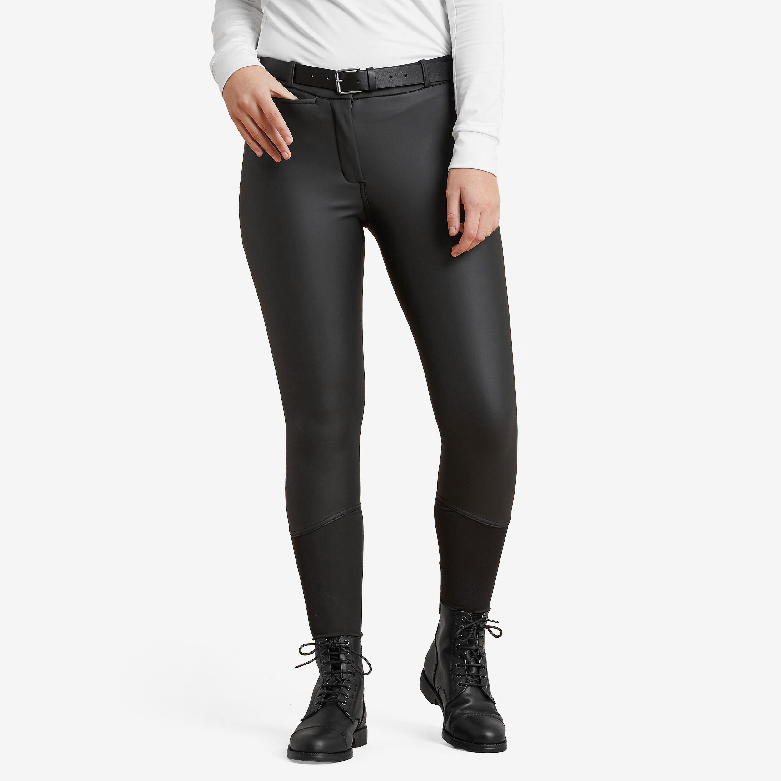 FOUGANZA Women's Waterproof Horse Riding Jodhpurs Kipwarm 500 - Black