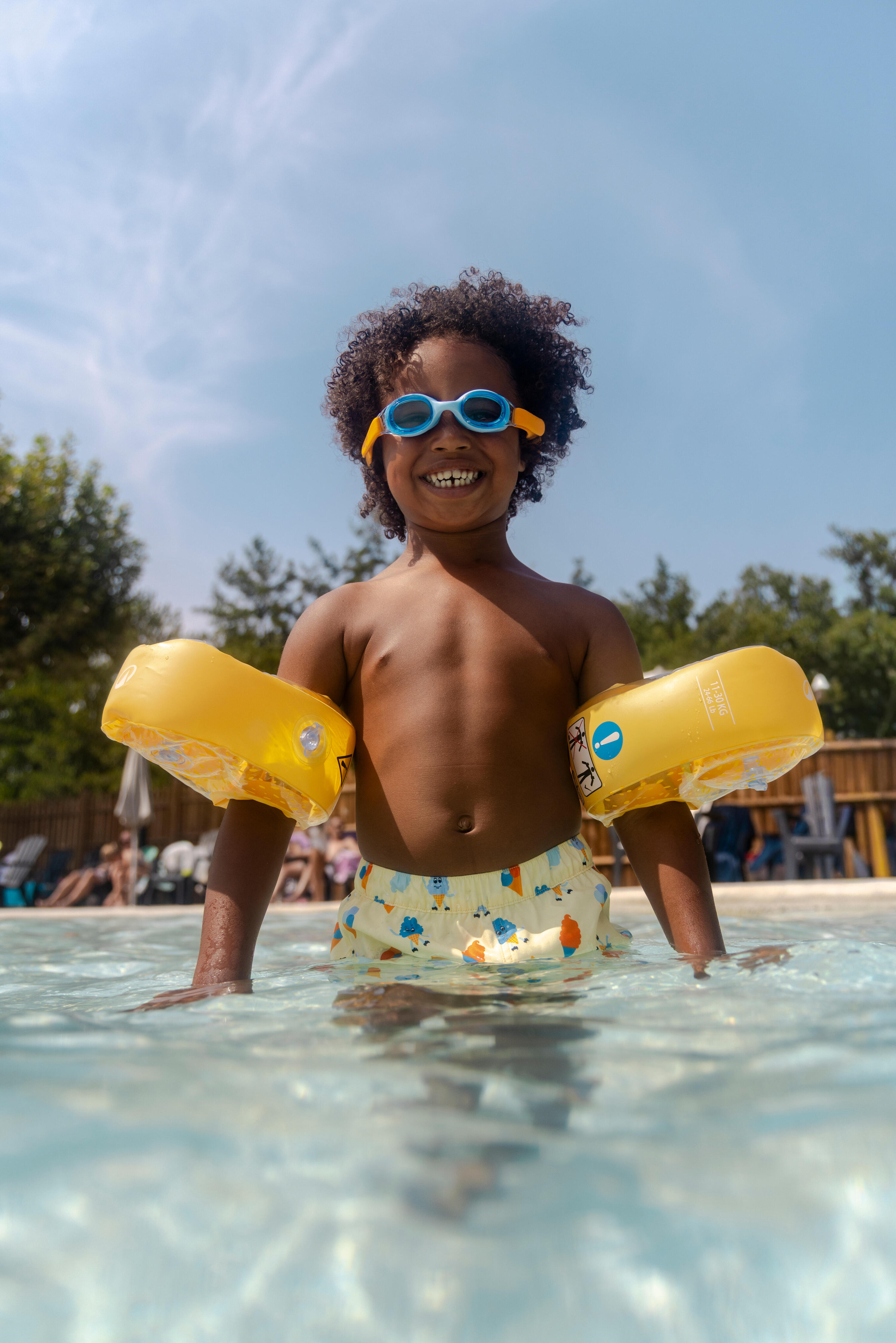 Lunettes de natation teintées bleu enfant, Kuwee 14/16