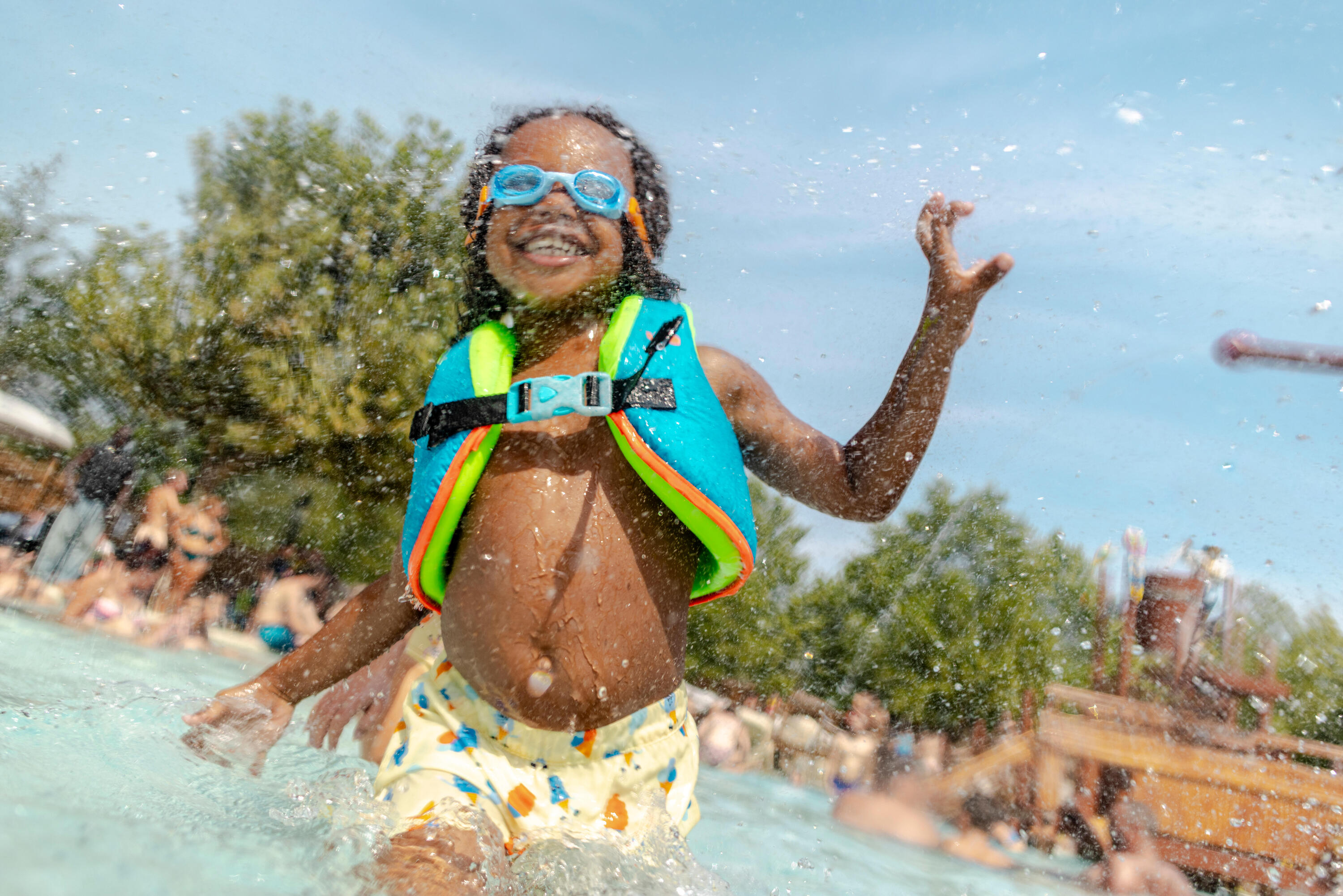 Lunettes de natation teintées bleu enfant, Kuwee 13/16