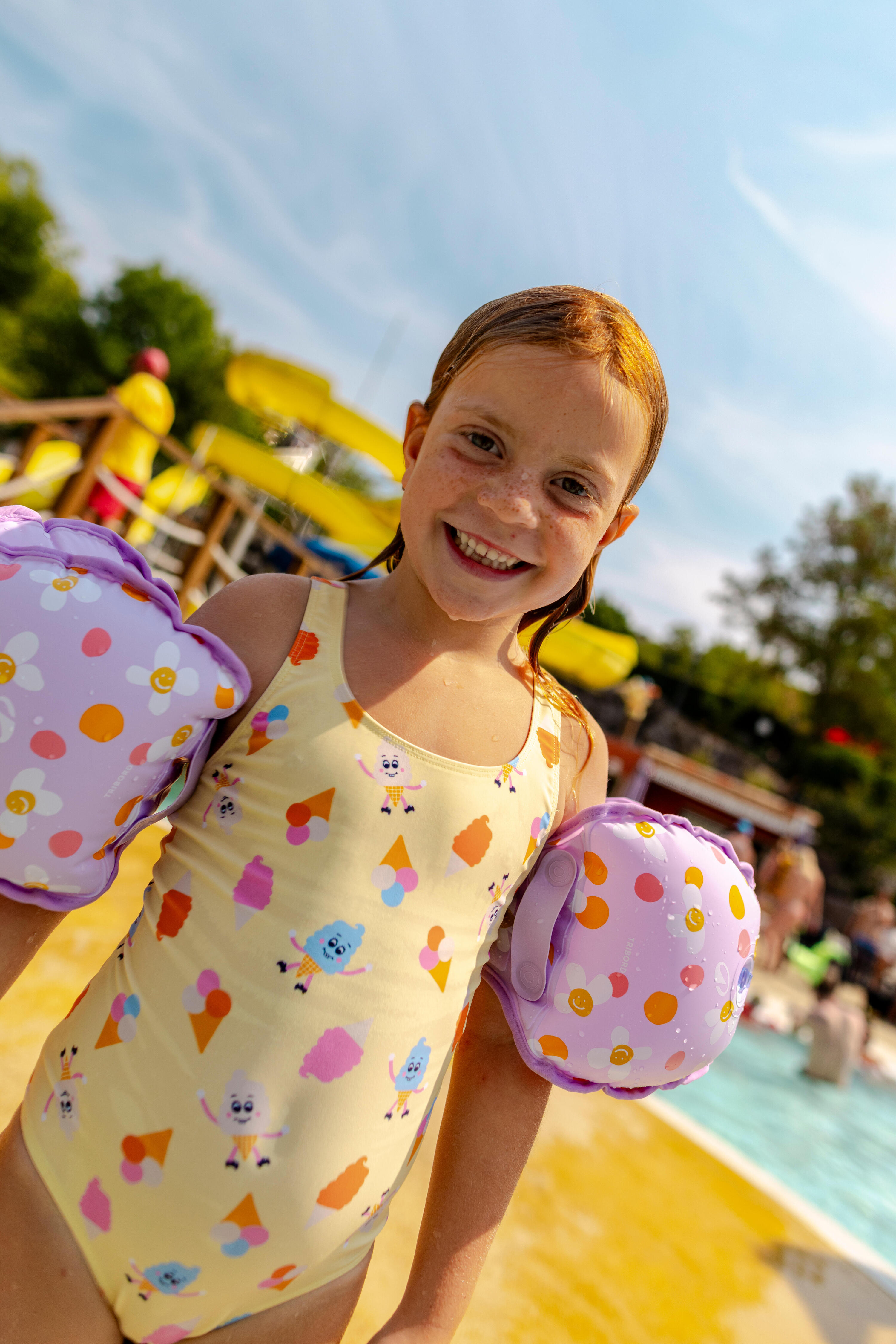 Maillot de bain 1 pièce bébé fille, Julia glaces jaune 10/12
