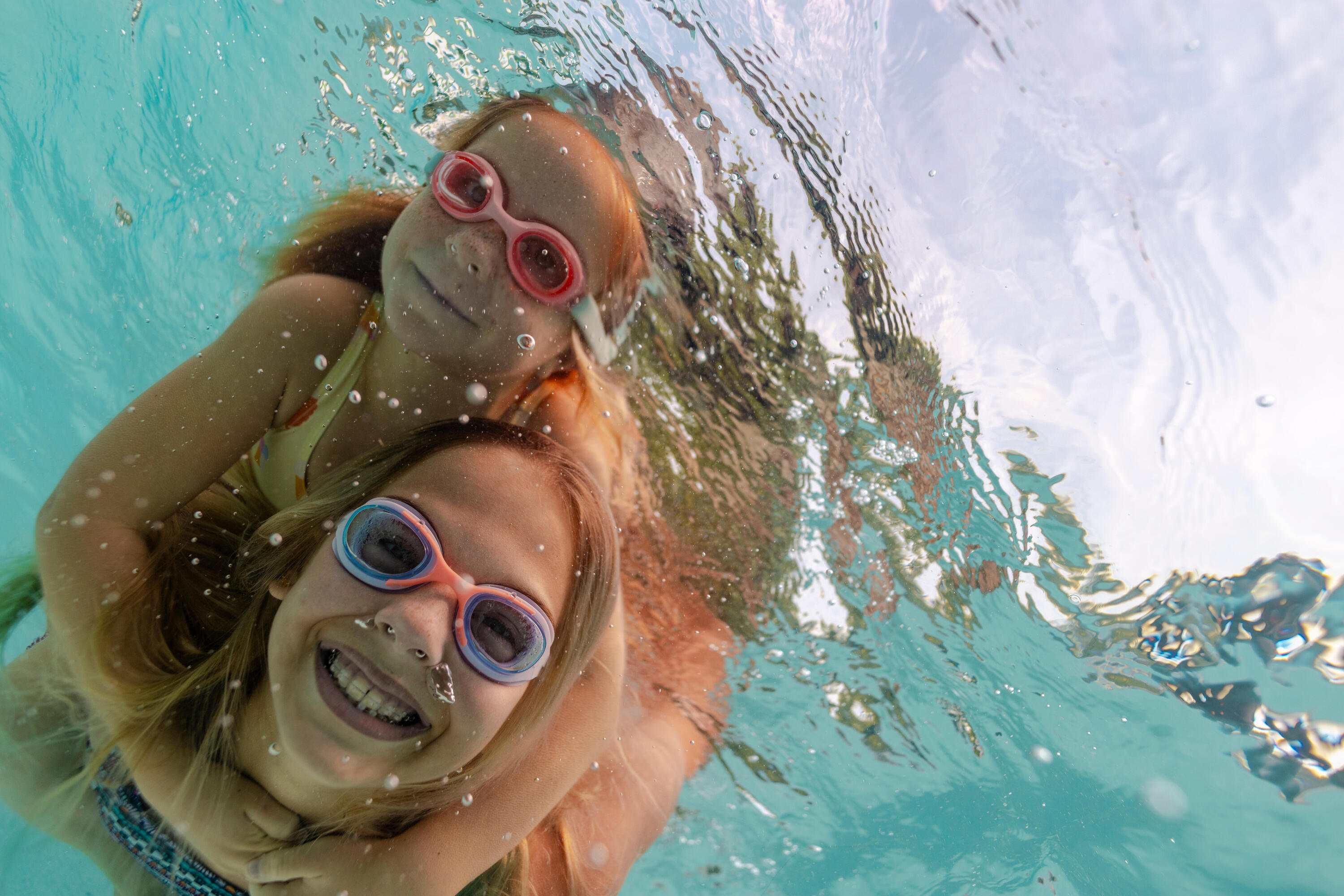Lunettes de natation teintées rose enfant, Kuwee 6/14