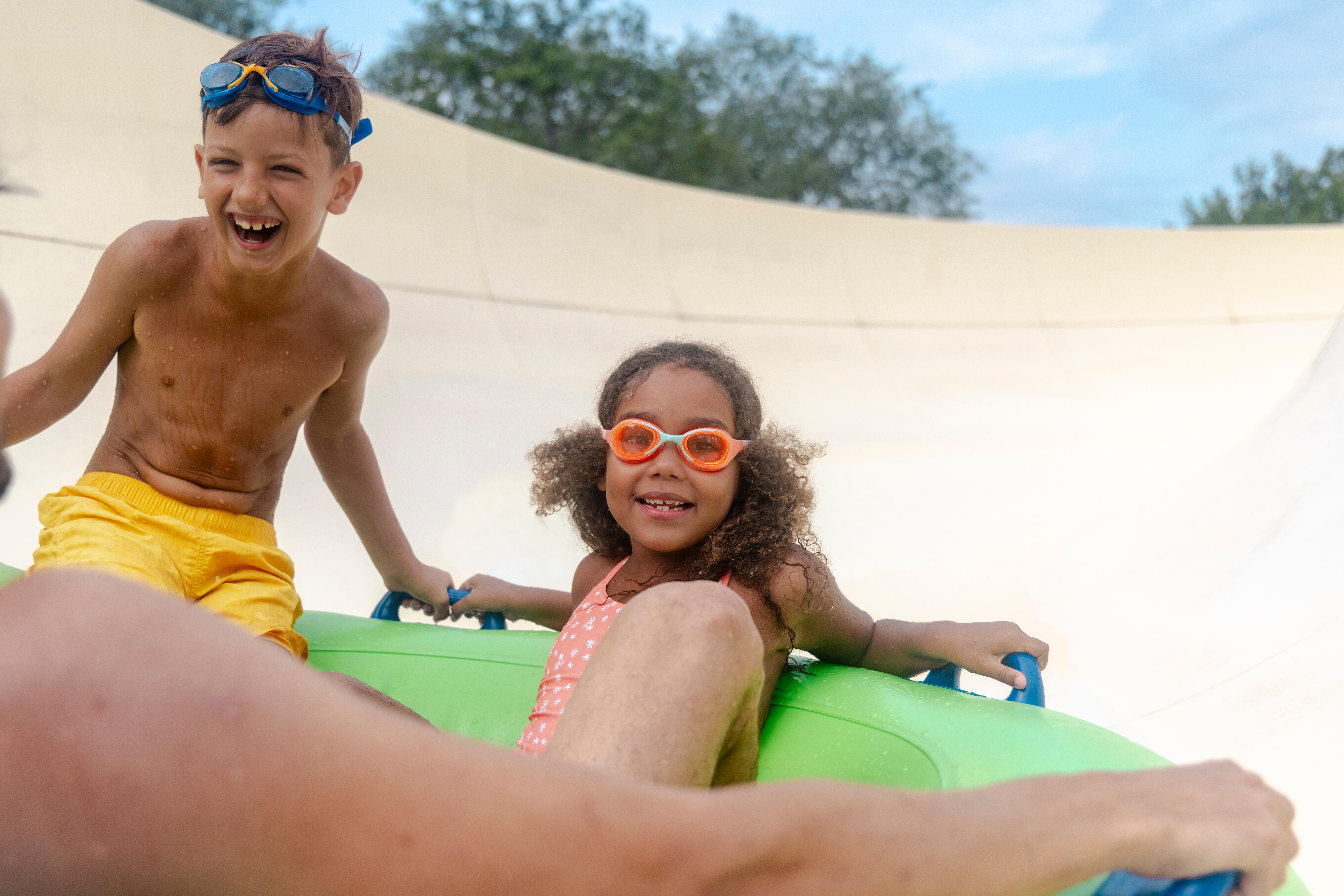 Kids’ swimming goggles, Xbase blue tinted blue orange - DECATHLON