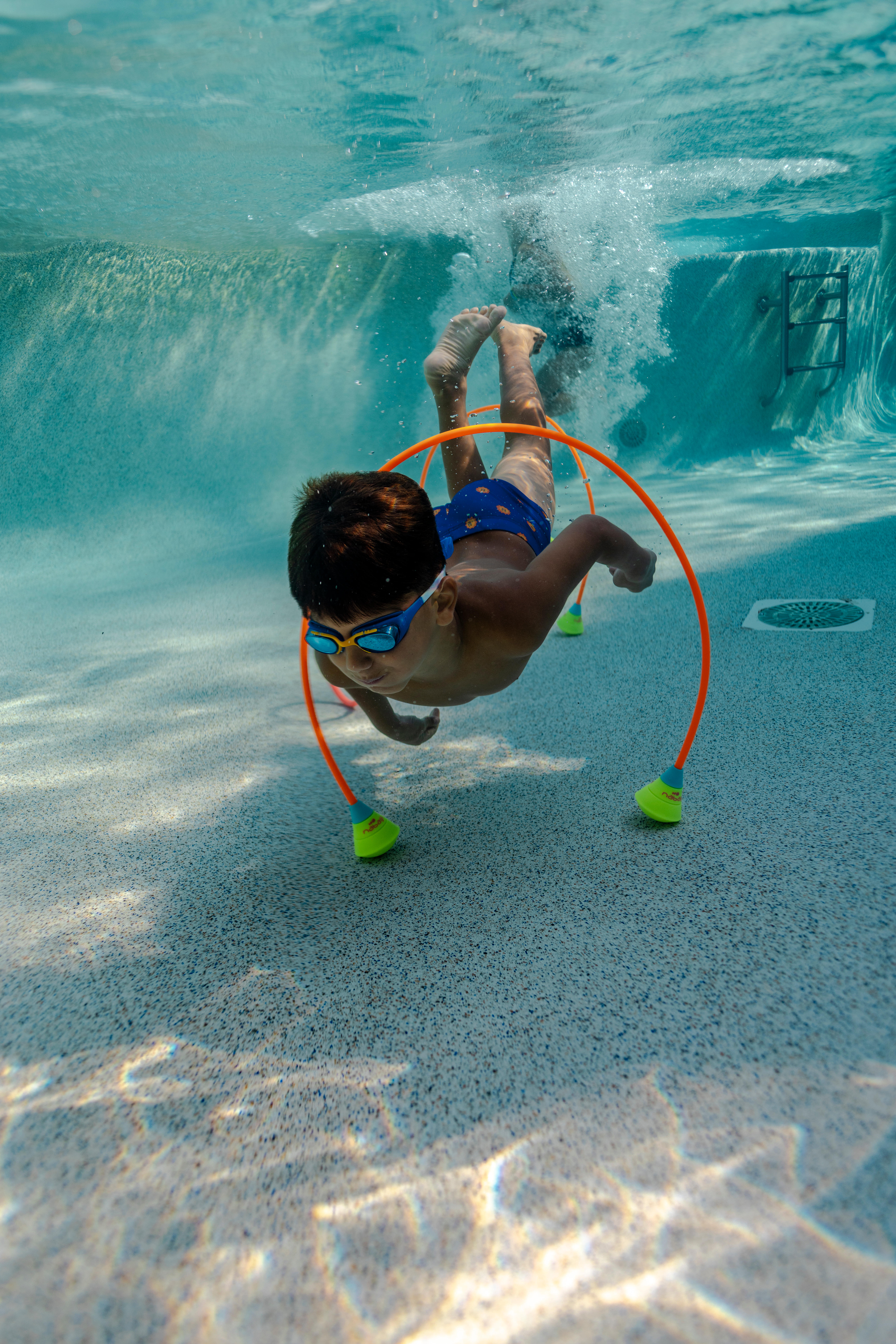 Kids’ swimming goggles, Xbase blue tinted blue orange - DECATHLON