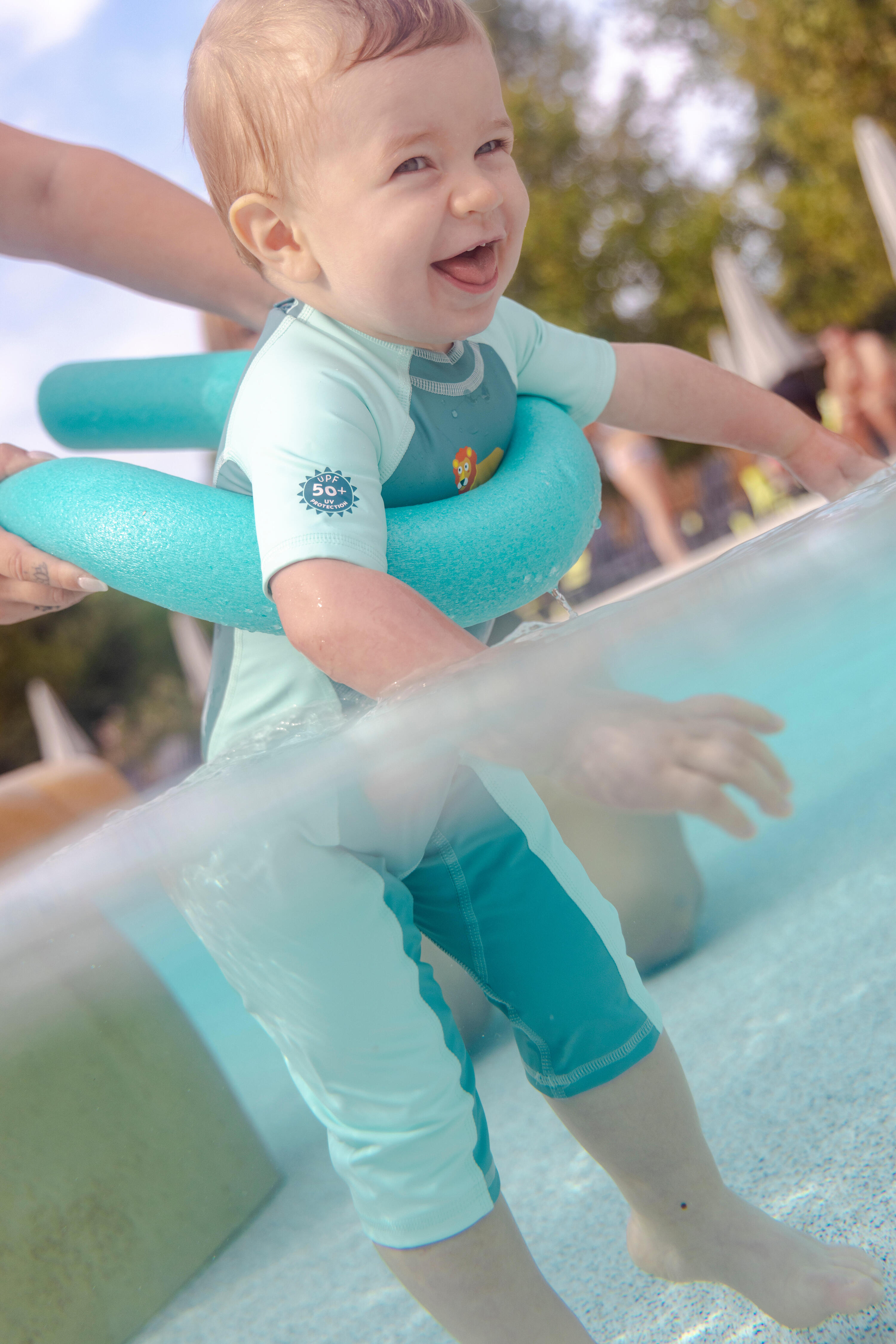 Baby UV-Protection Wetsuit green with savannah print 10/11