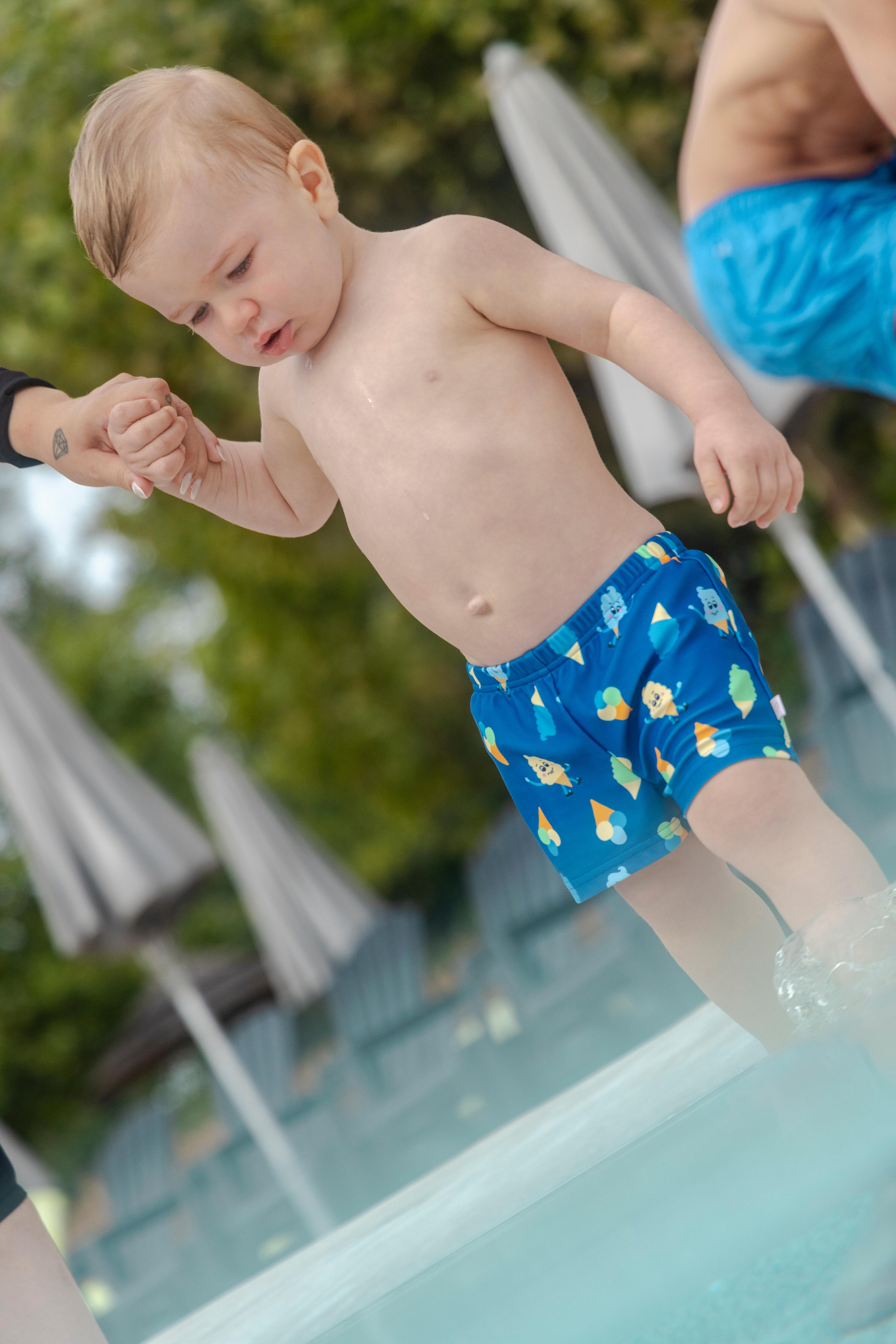 Bas de maillot de bain couche lavable bébé, glaces bleu 10/10