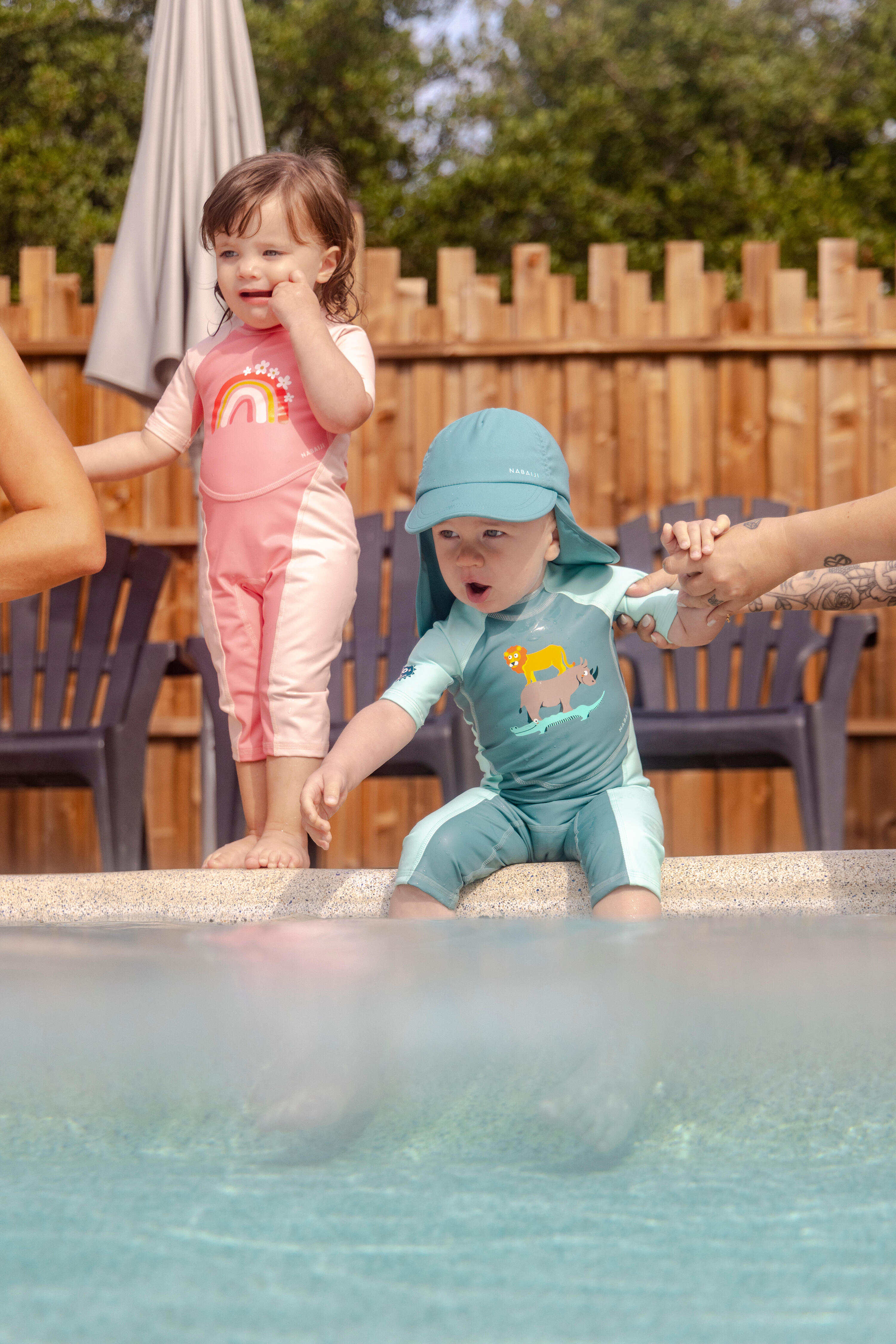 Baby UV Protection Wetsuit Kloupi pink RAINBOW print 10/11