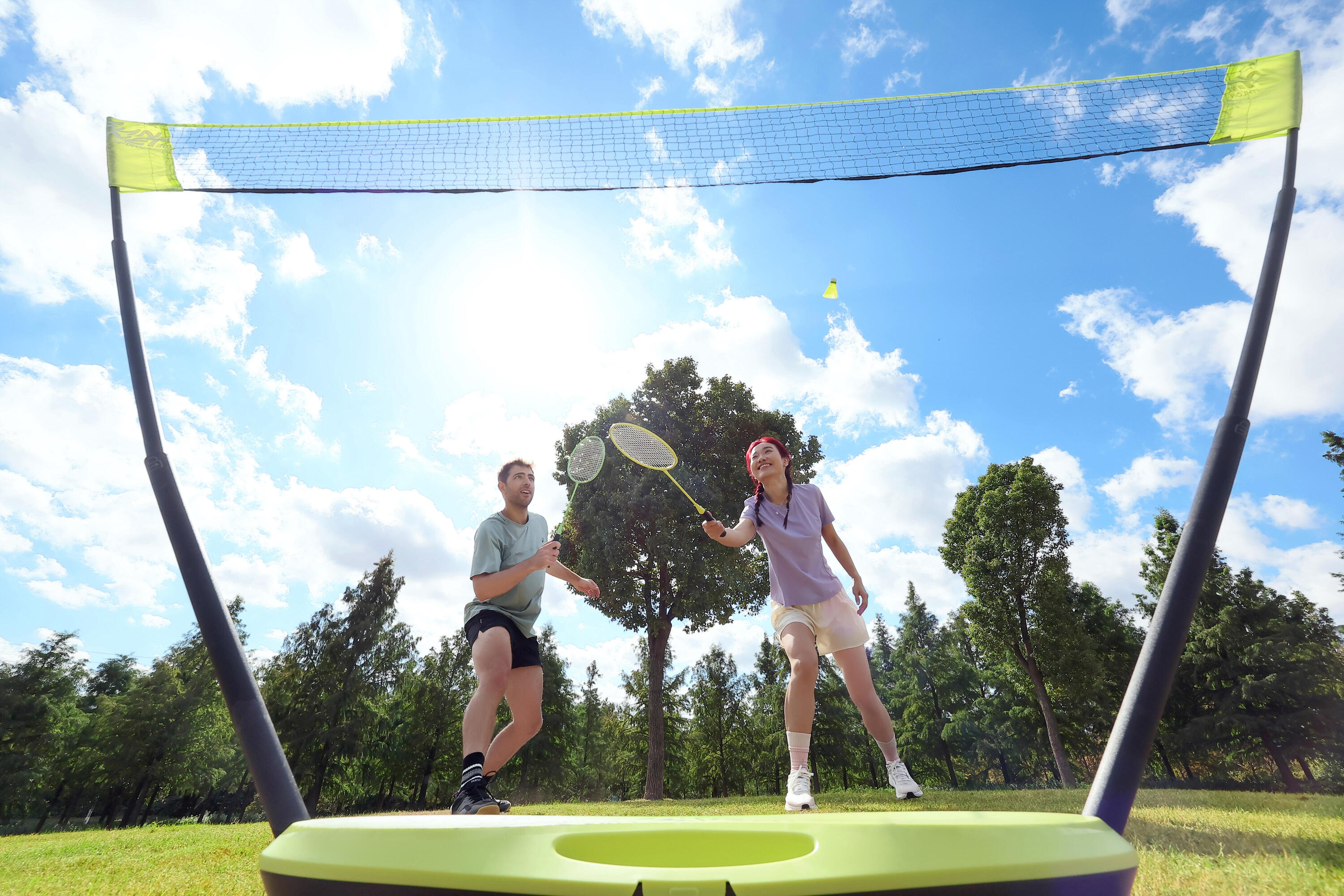 Badmintonnet Fun set 3 m Pop geel 13/21