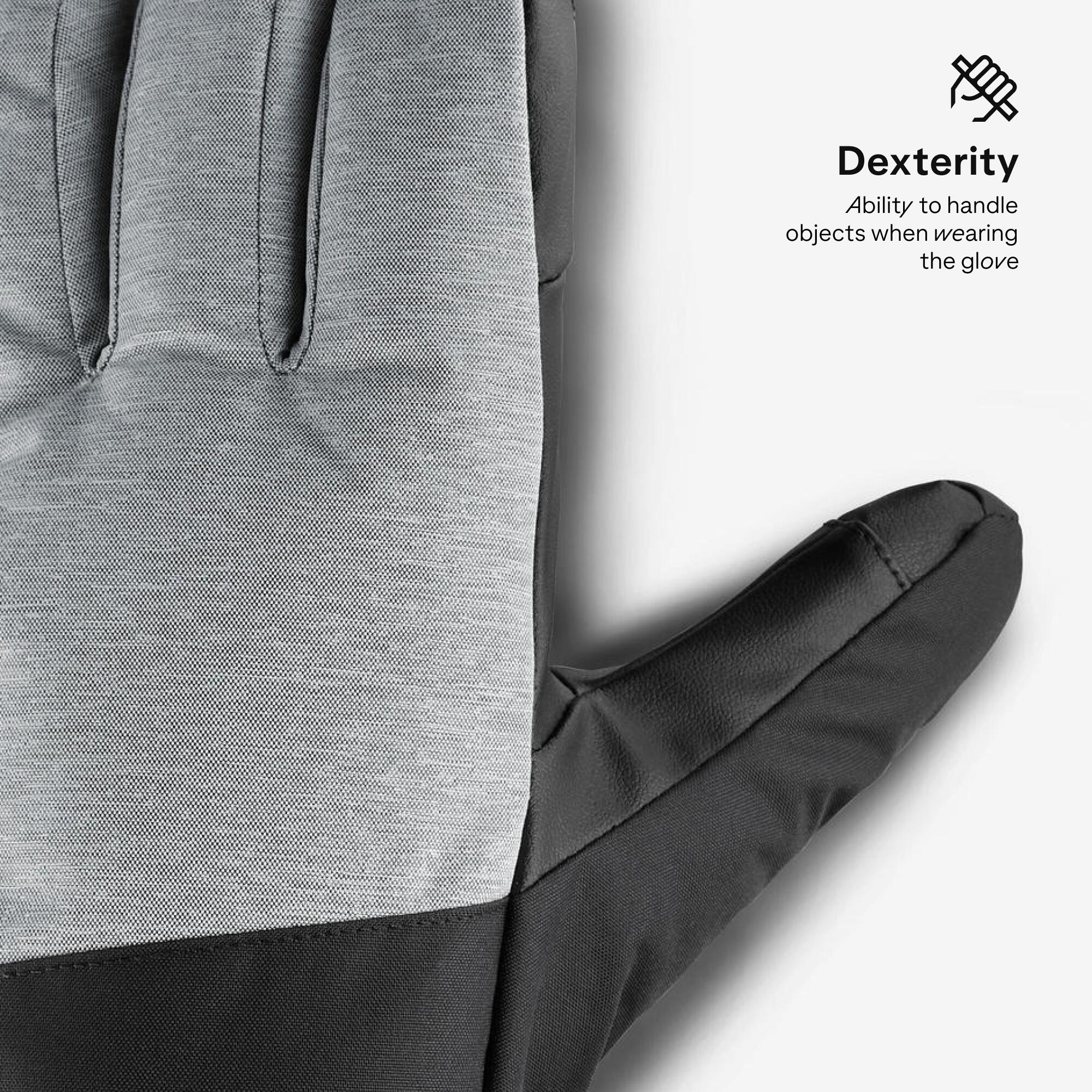 Gants de ski 100 gris perle et noir adulte 9/14