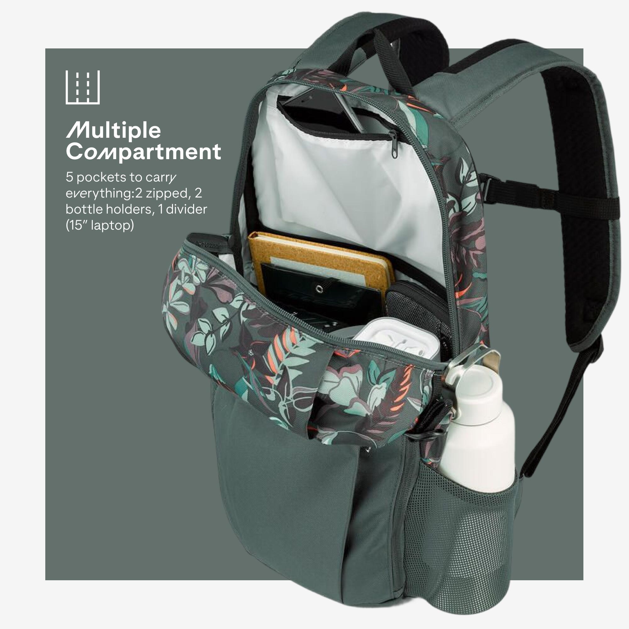 10L hiking backpack NH100 Arpenaz  - green print