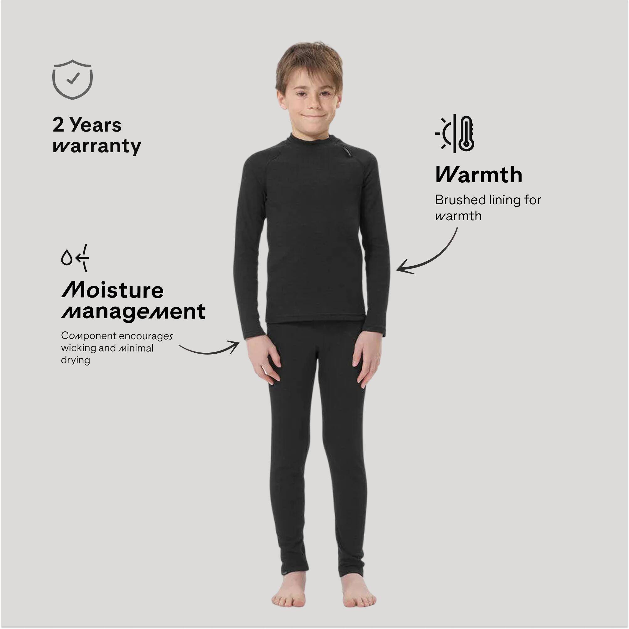 Kids’ ski base layer - BL100 - black -  2