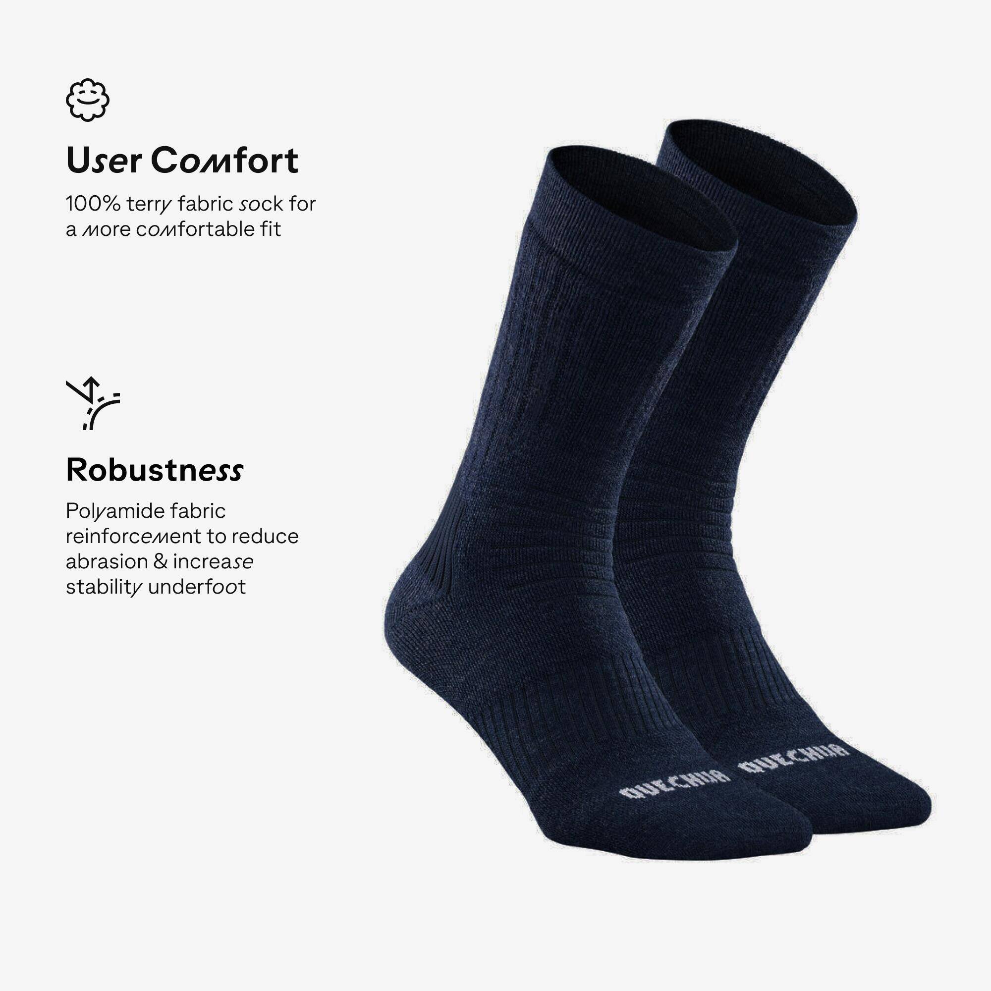 Unisex Winter Socks with Wool & Acrylic 2 Pairs Blue - SH100 -  2
