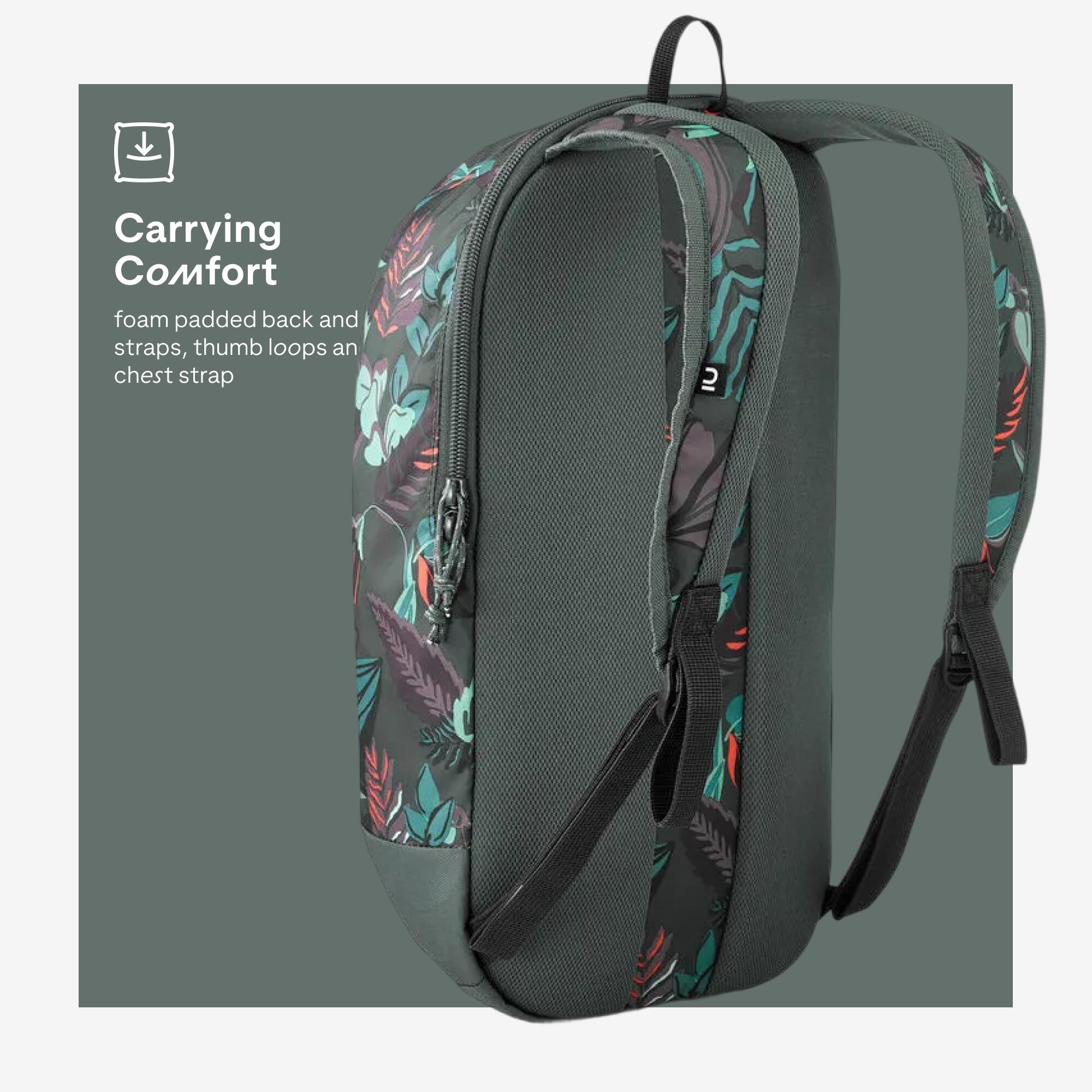 10L hiking backpack NH100 Arpenaz  - green print