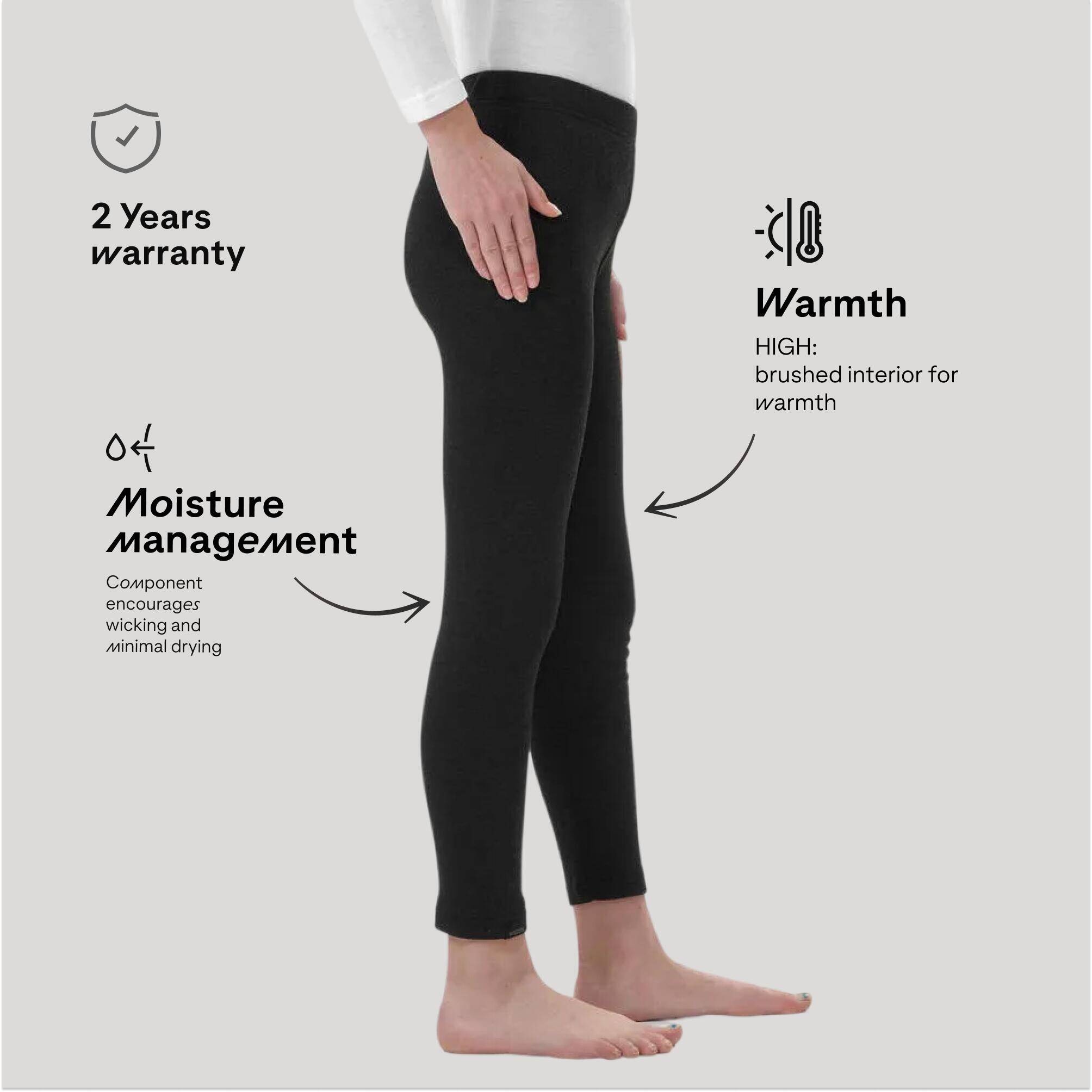 Kids’ thermal ski base layer trousers - BL100 - black -  3