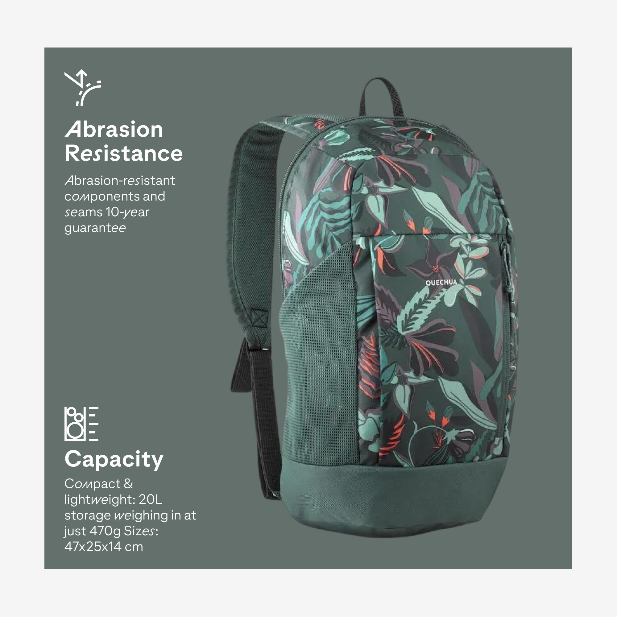 10L hiking backpack NH100 Arpenaz  - green print