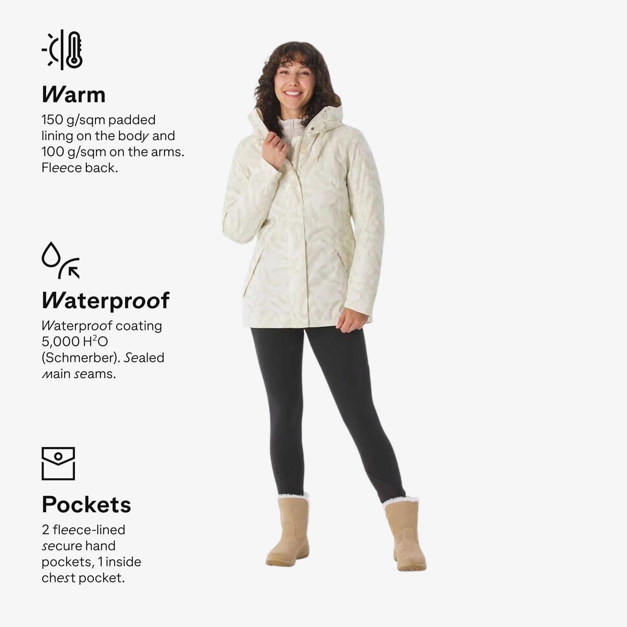 Women’s waterproof hiking jacket -10°C NH500 - Beige