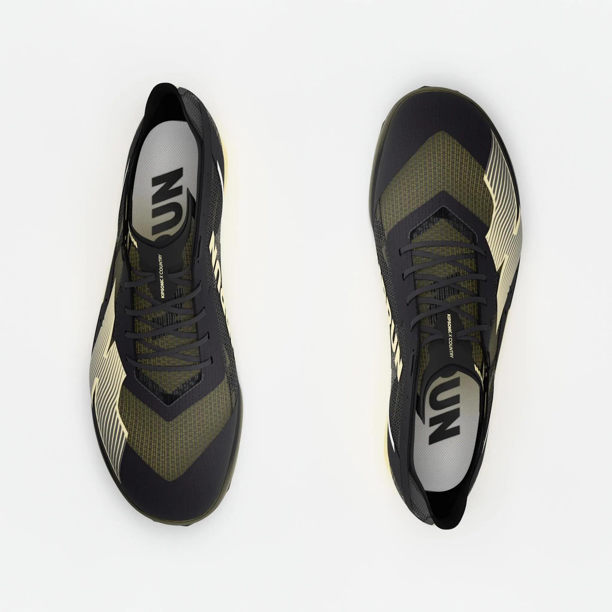 Chaussures d'athlétisme et de cross country, Kiprun Kipsonic XC noires beiges 7/8