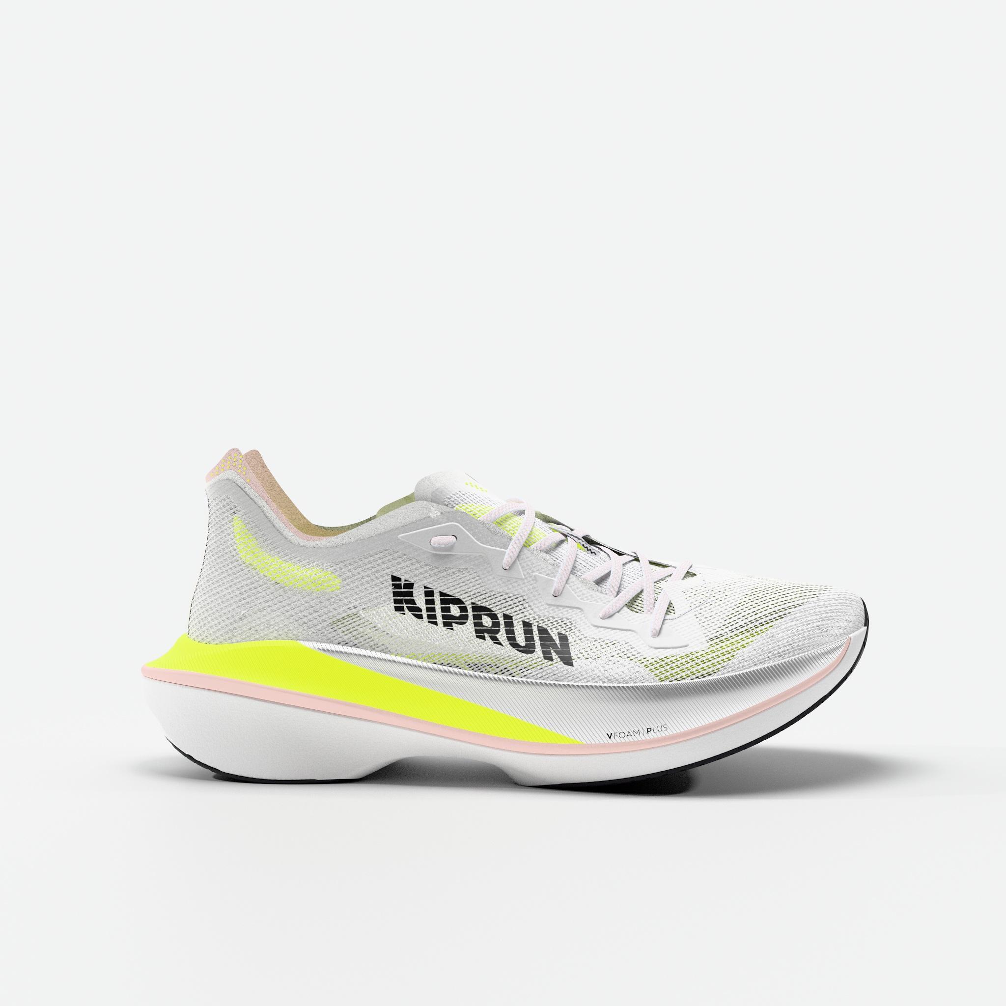 Chaussures de running femme, Kiprun KD900x LD 2 blanc et rose 2/9