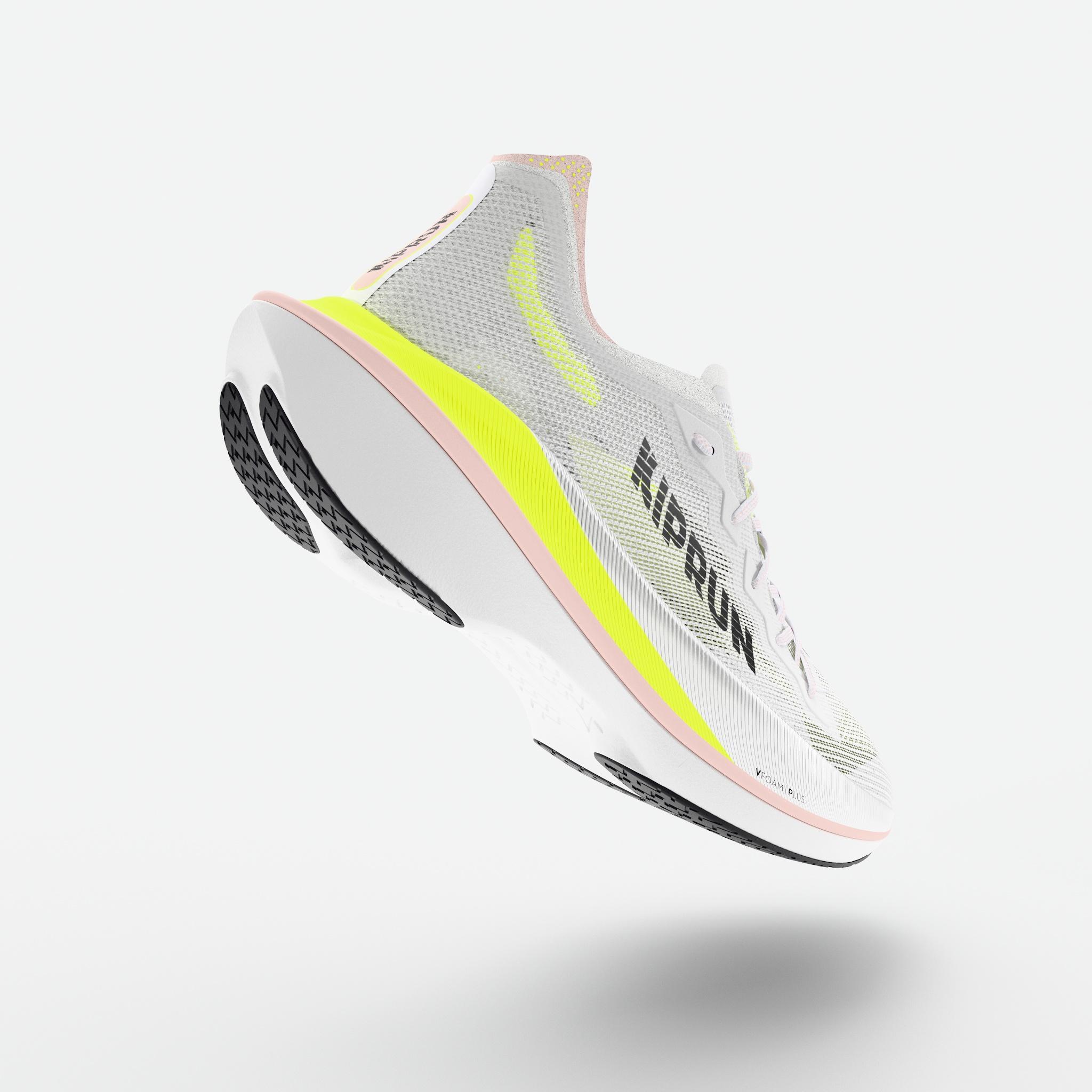 Chaussures de running femme, Kiprun KD900x LD 2 blanc et rose 4/9