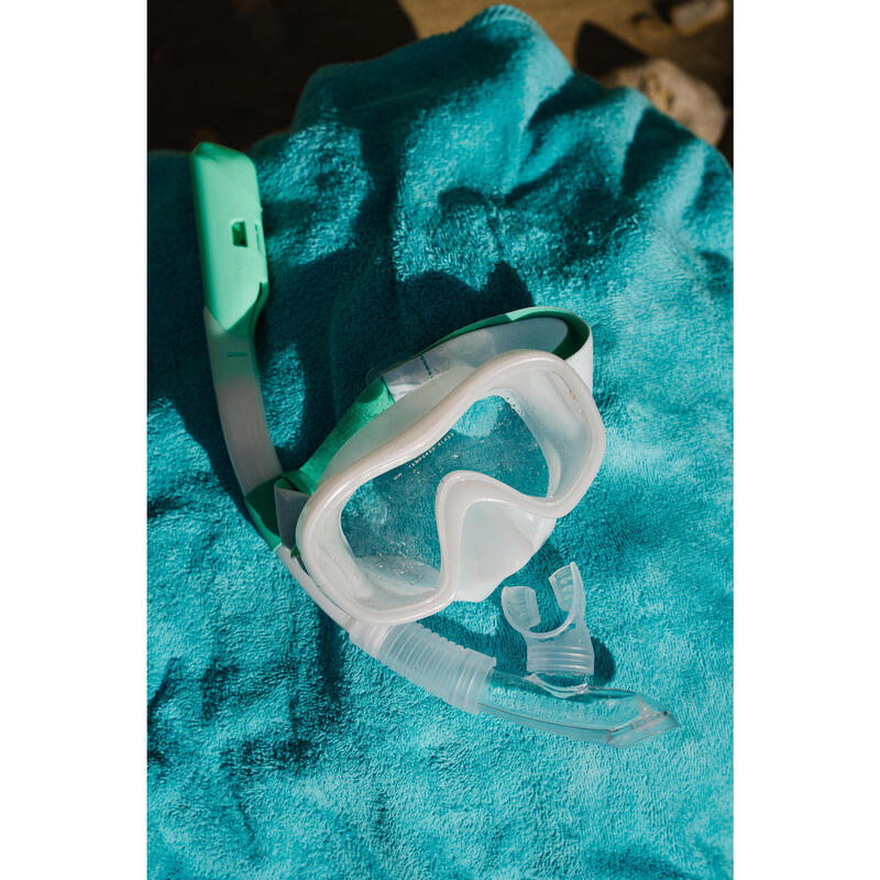 Set snorkeling mască anti-aburire COMFORT Tub DRYTOP 100 Alb Copii