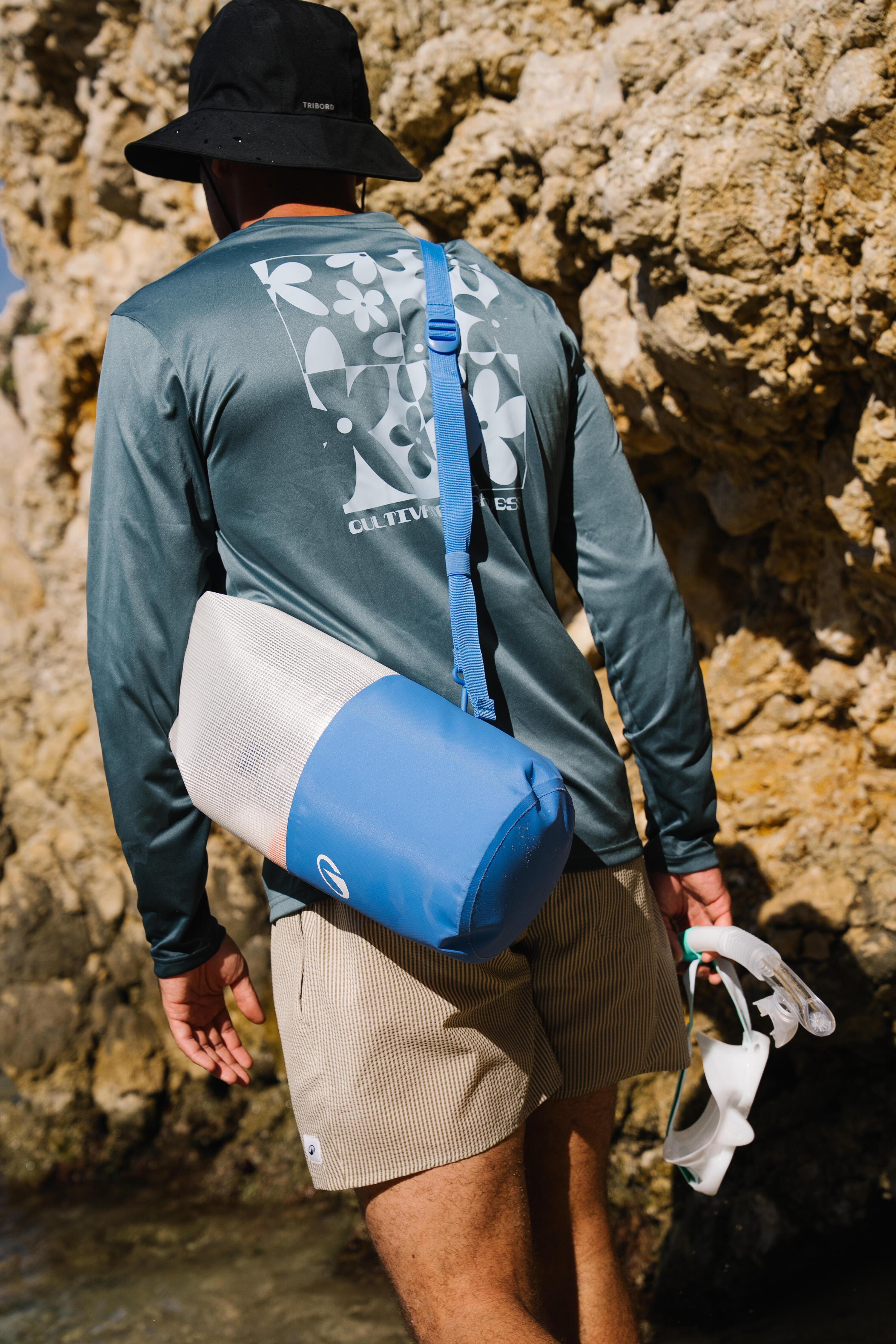 Sac tube étanche bi-matière 10L, BLEU 3/4