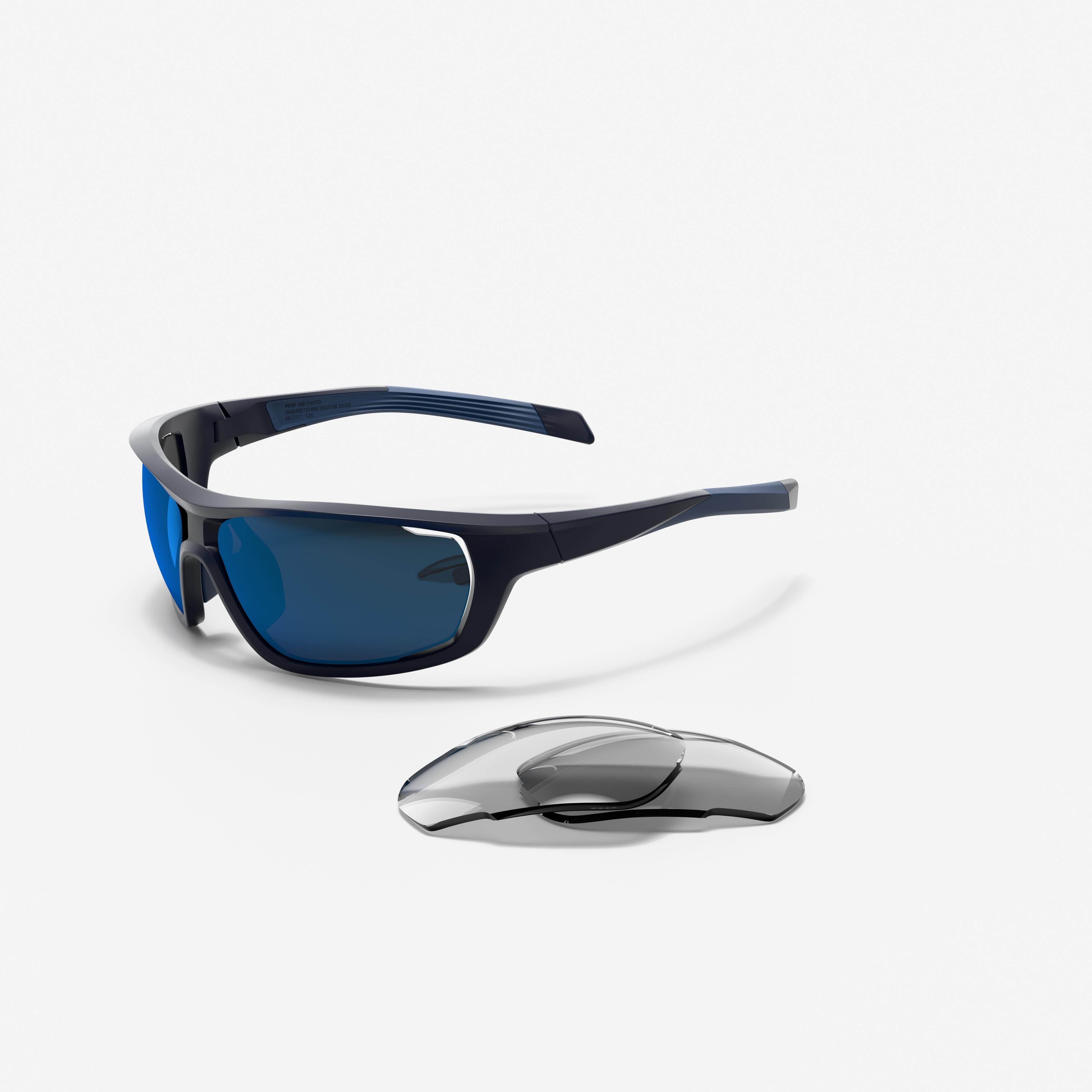 Decathlon Sonnenbrille PERF 100 Pack blau wechselbare Gläser Kat. 0+3