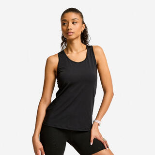 DECATHLON Canotta nera donna palestra READY 100 regular fit traspirante