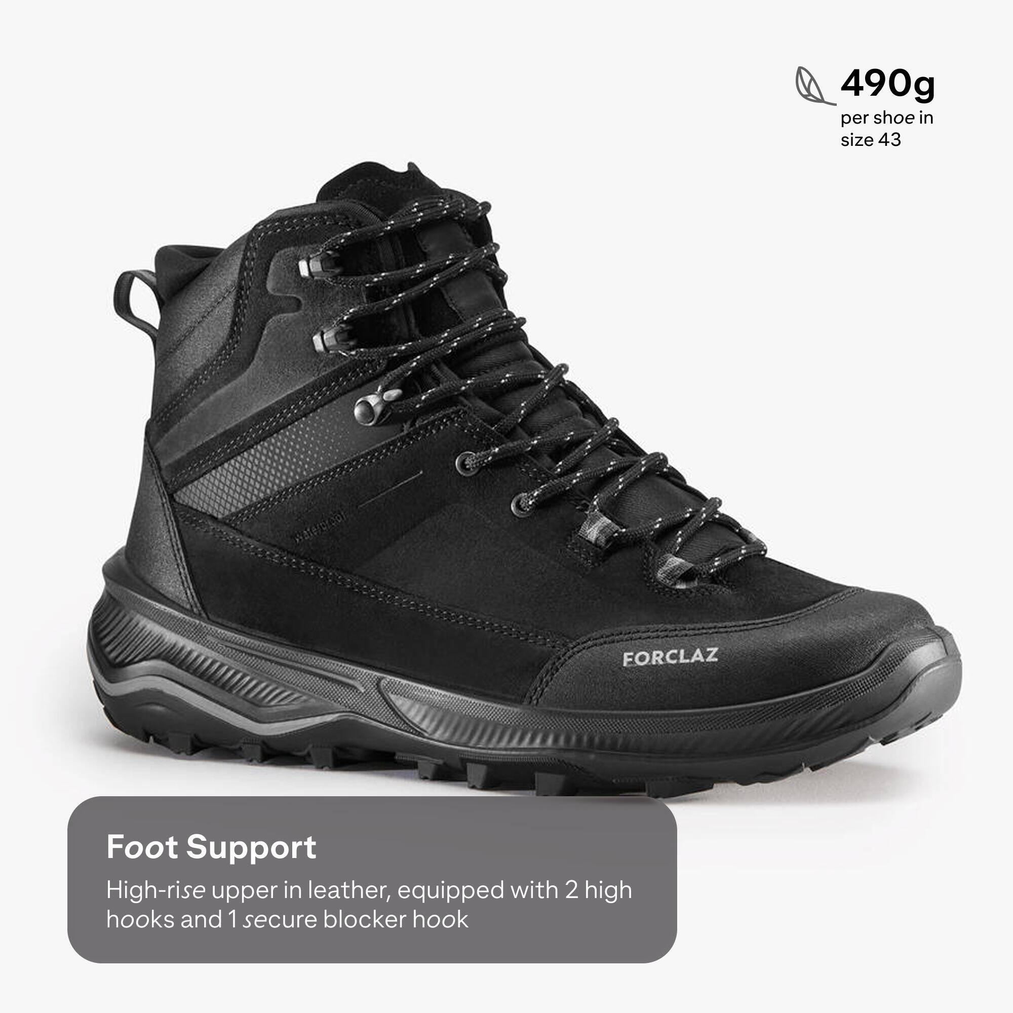 MEN's LEATHER HIGH TREKKING SHOES MT100 -  2