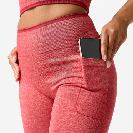 Легінси жіночі для фітнесу безшовні червоні/рожеві