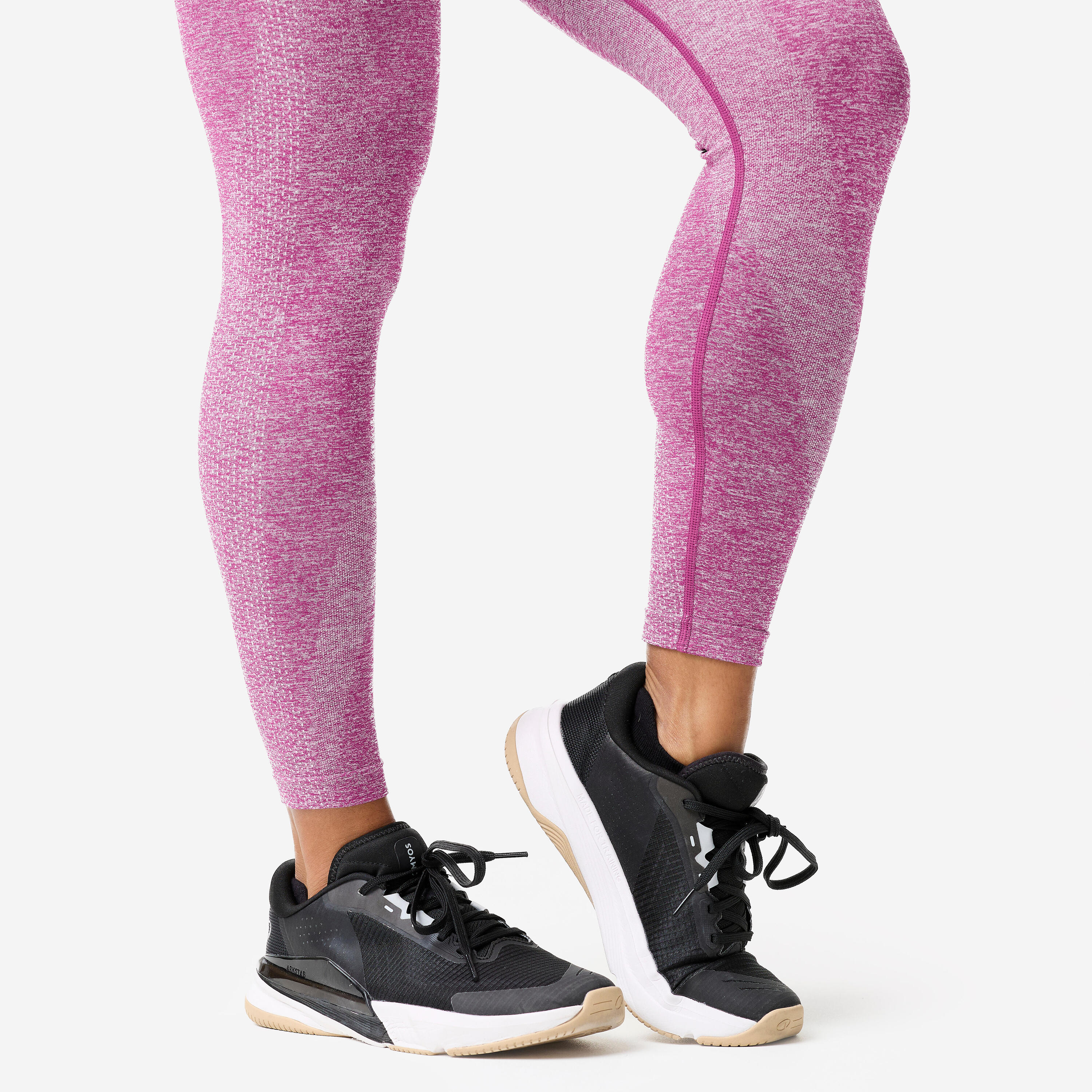 Seamless Leggings Krafttraining Damen, dunkellila 7/8